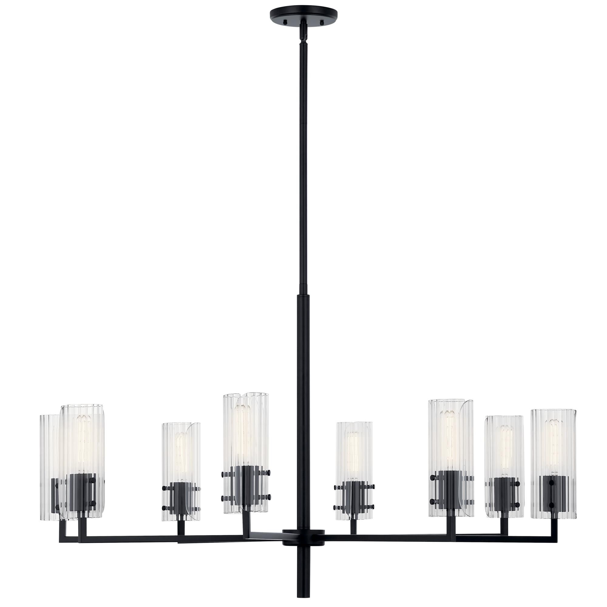 Shown in Black finish and Clear Fluted glass