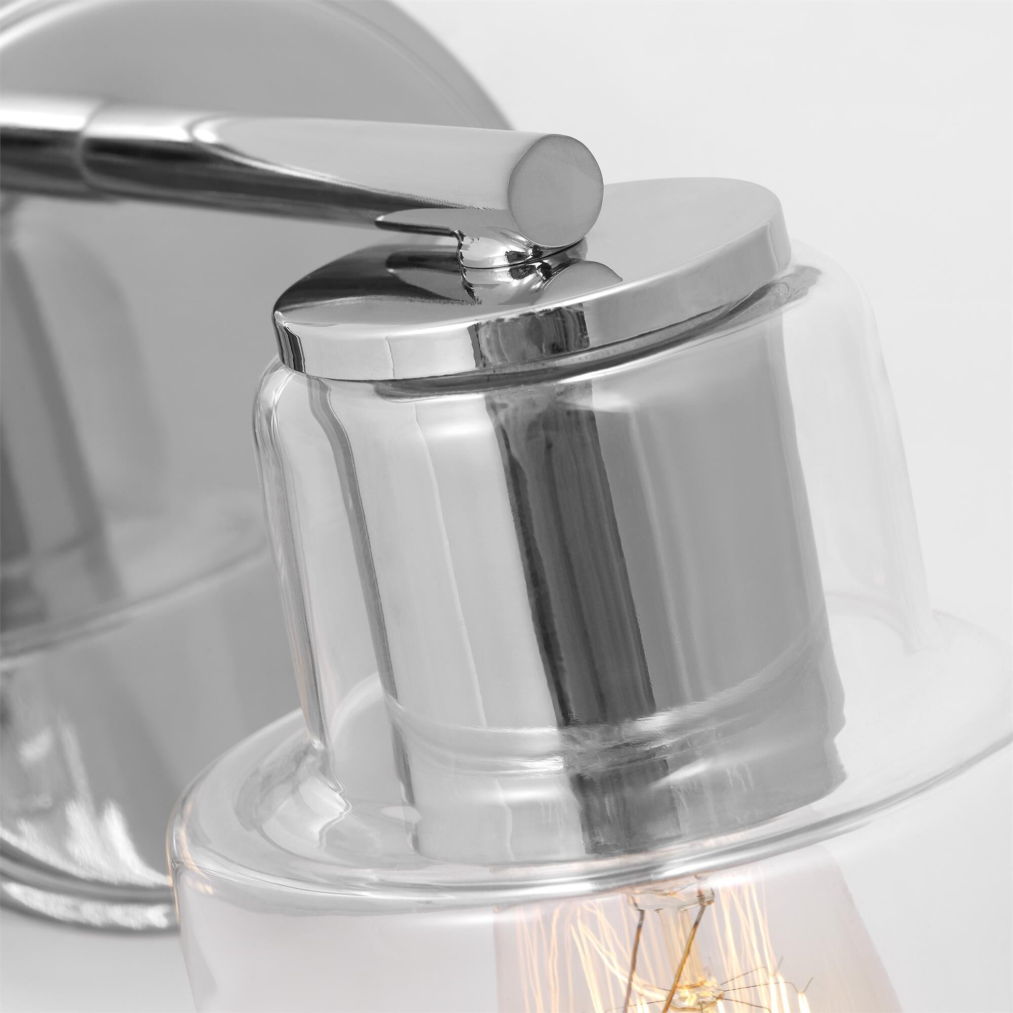 Shown in Chrome finish and Clear Glass shade