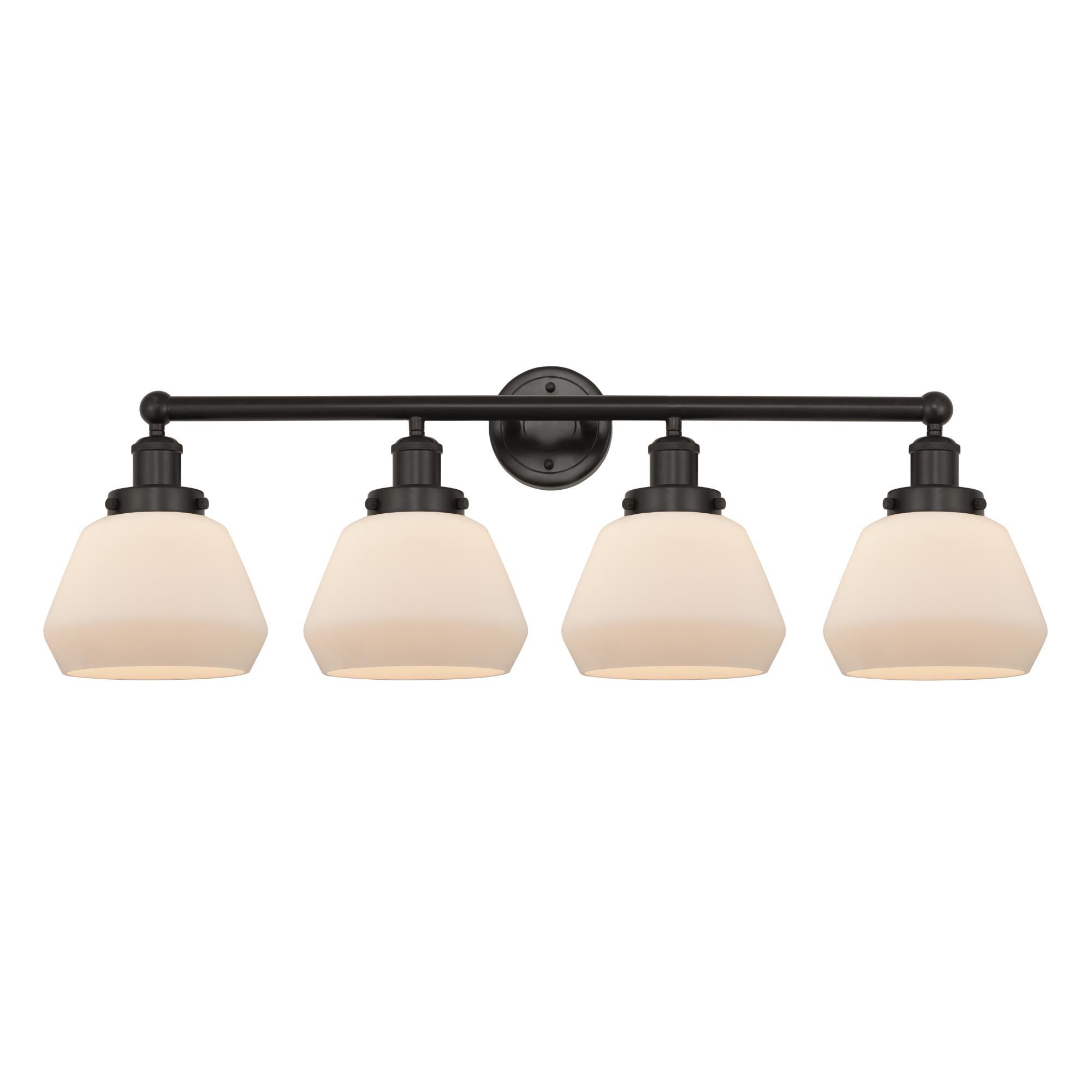 Shown in Oil Rubbed Bronze, Matte White finish and Matte White glass and Matte White Glass shade