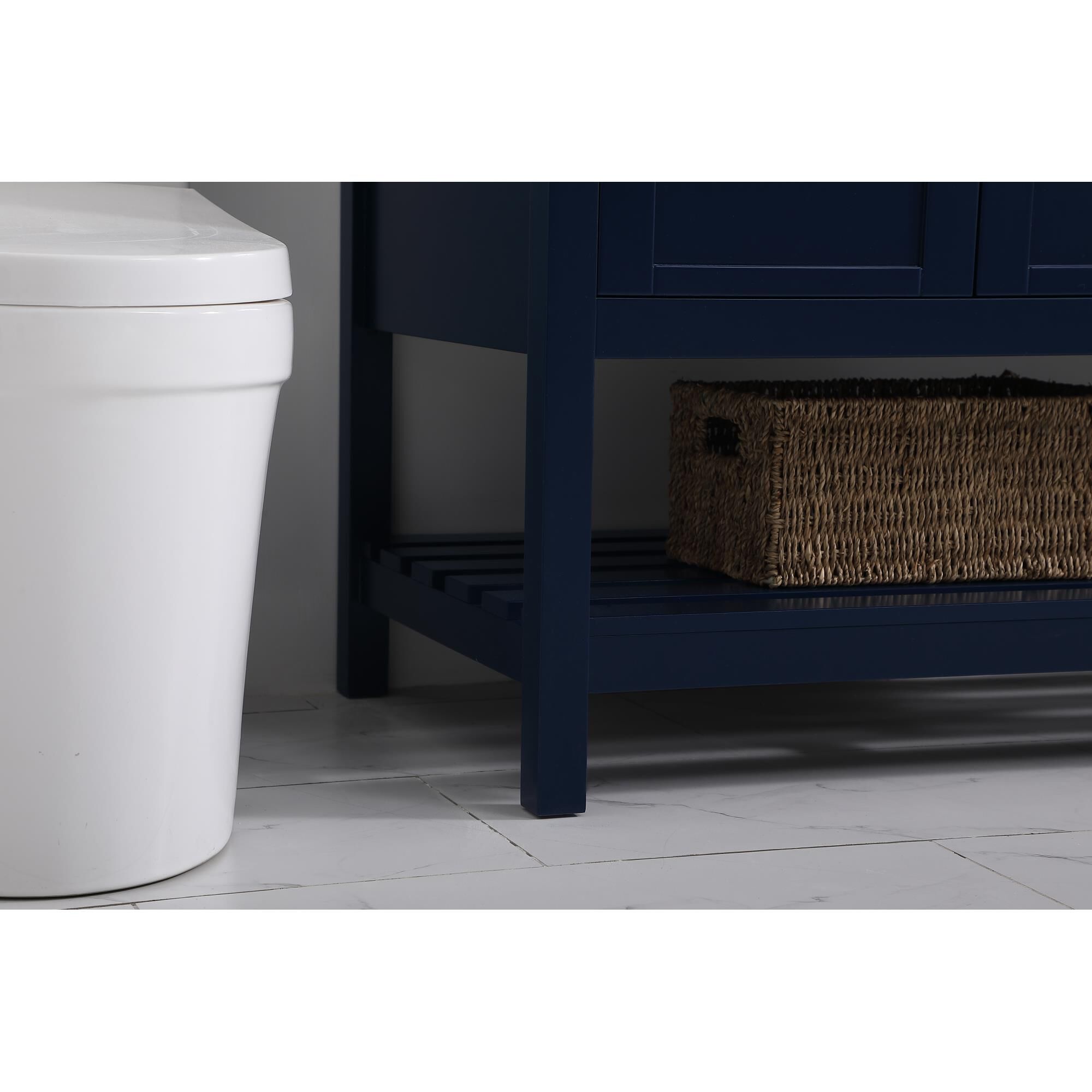 Shown in Blue And Gold With Carrara White Marble finish