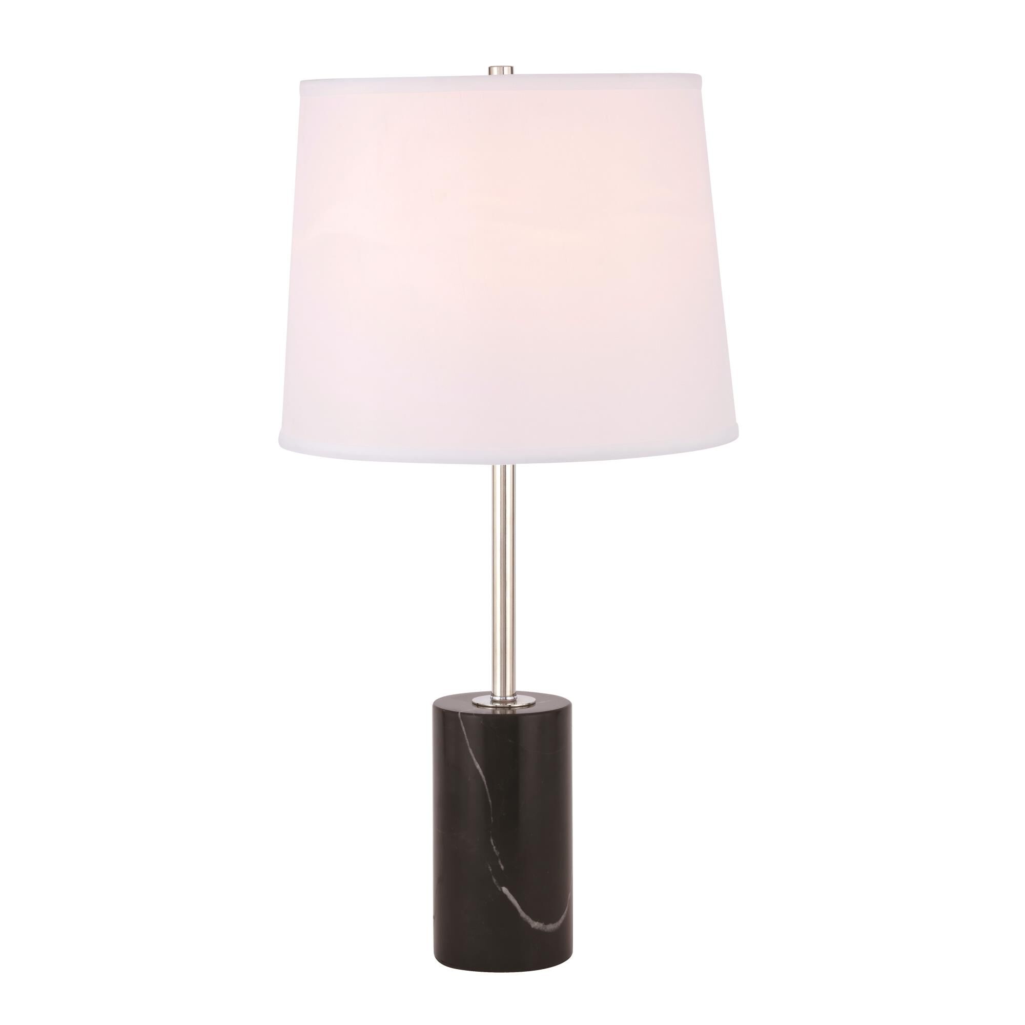 Shown in Polished Nickel And Black finish and Fabric - Off White shade