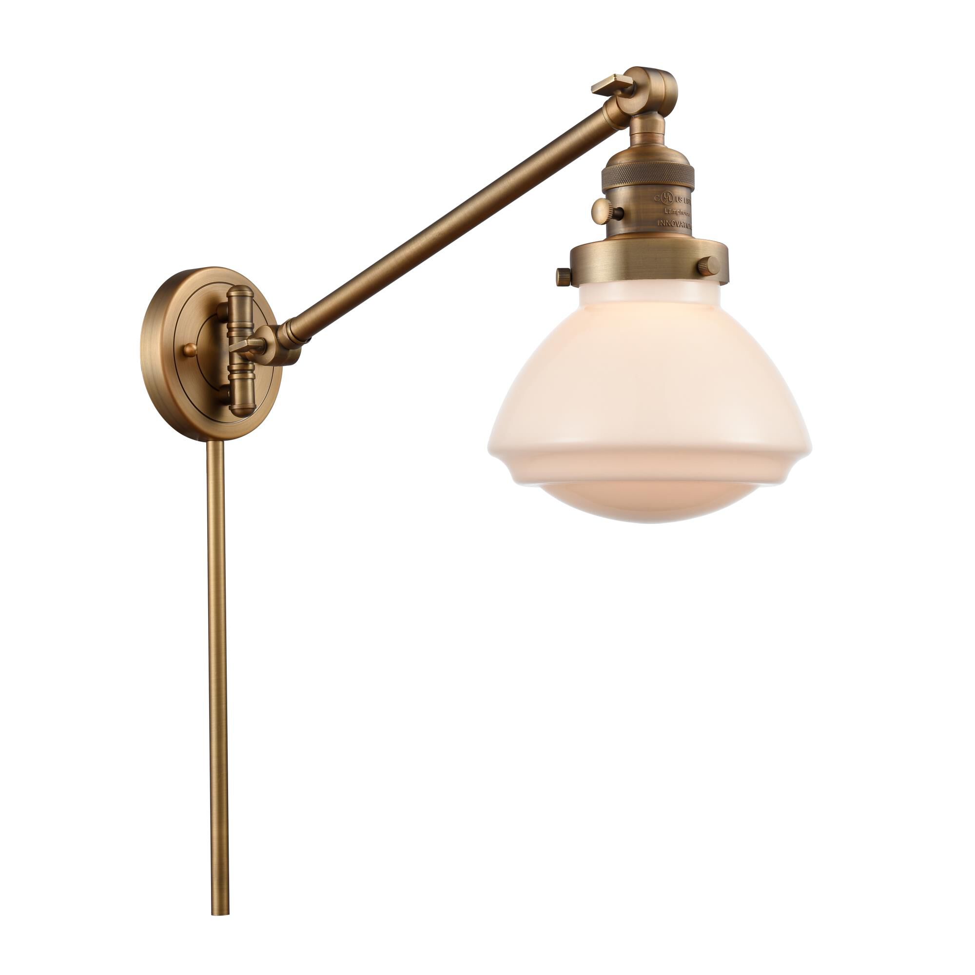 Shown in Brushed Brass finish and Bell glass and Glass shade