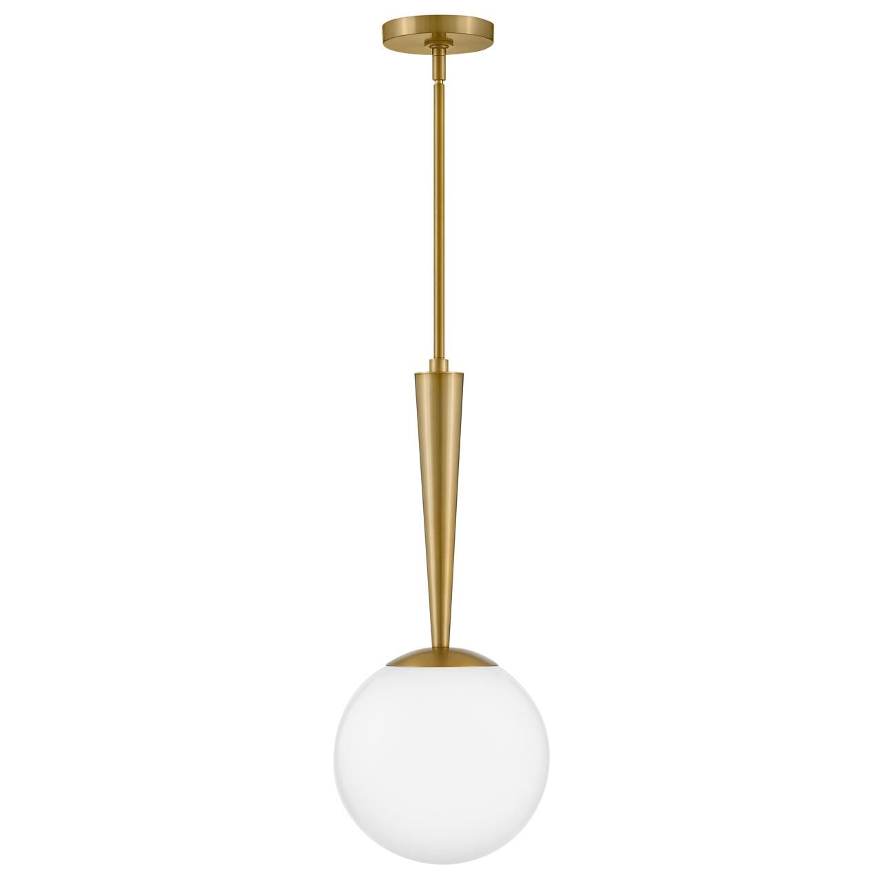 Shown in Lacquered Brass finish and Cased Opal glass