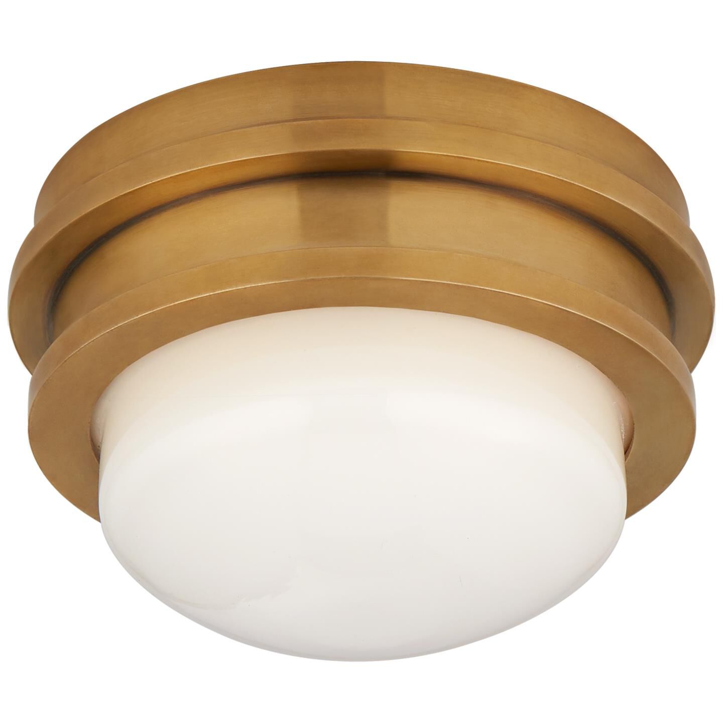 Shown in Antique-Burnished Brass finish and White glass