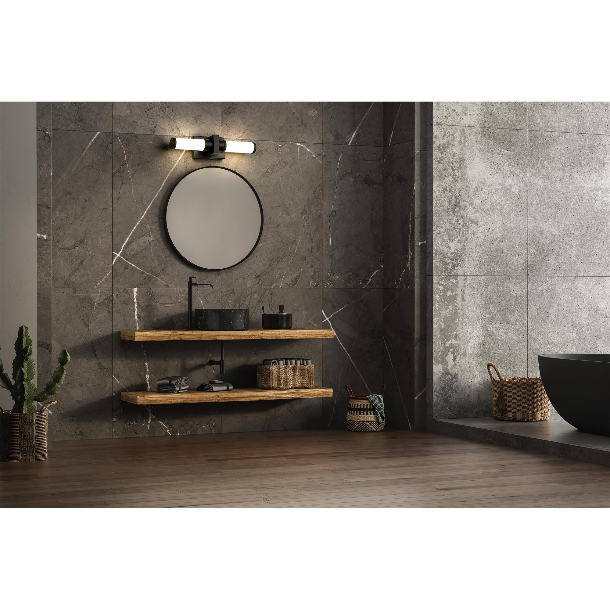 Shown in Matte Black finish and Opal White glass and Opal White shade
