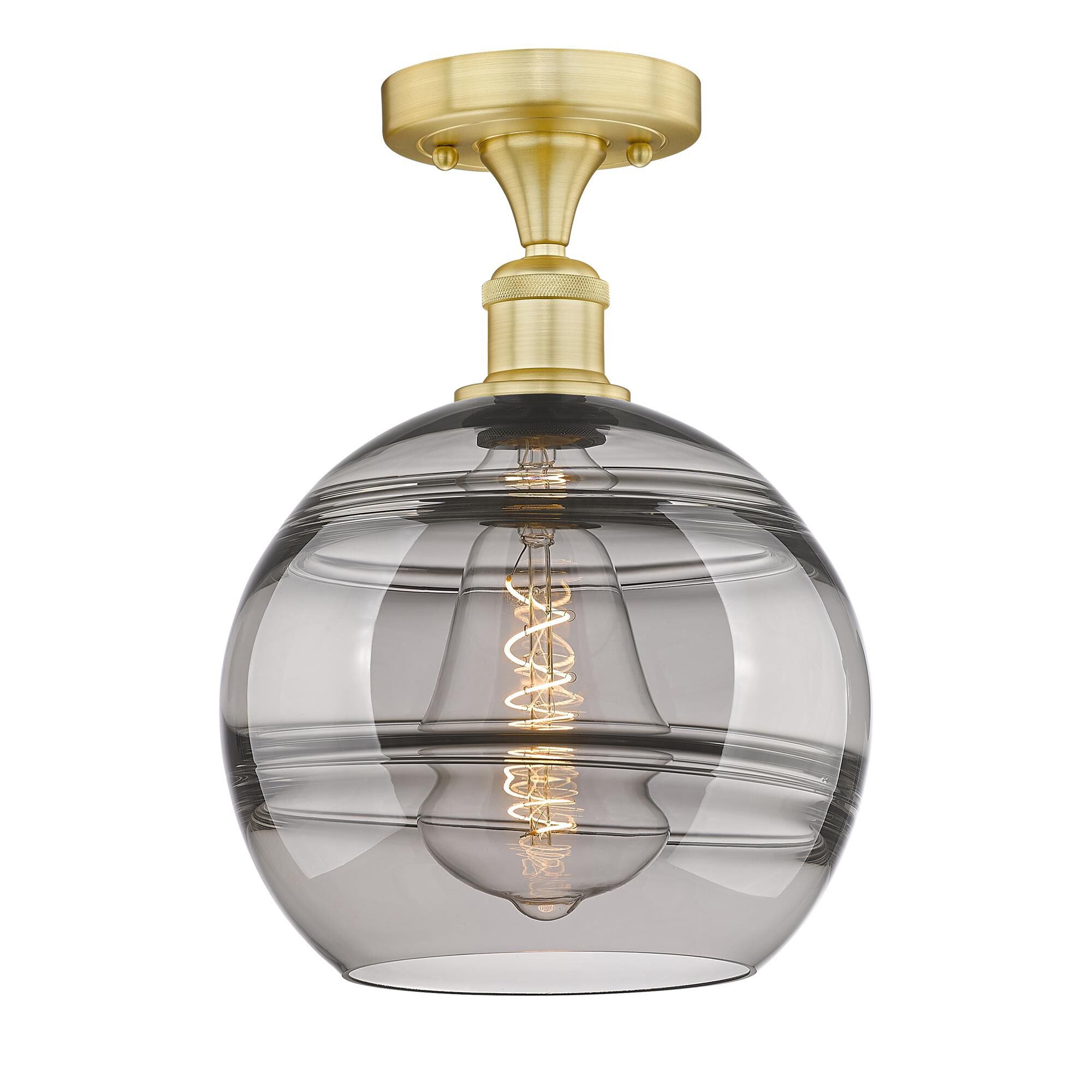 Shown in Satin Gold finish and Light Smoke glass
