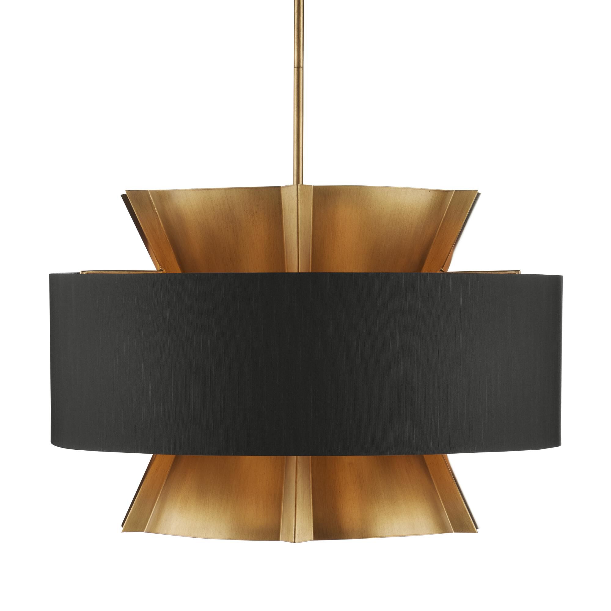 Shown in Brass/Black finish and Black Shantung shade