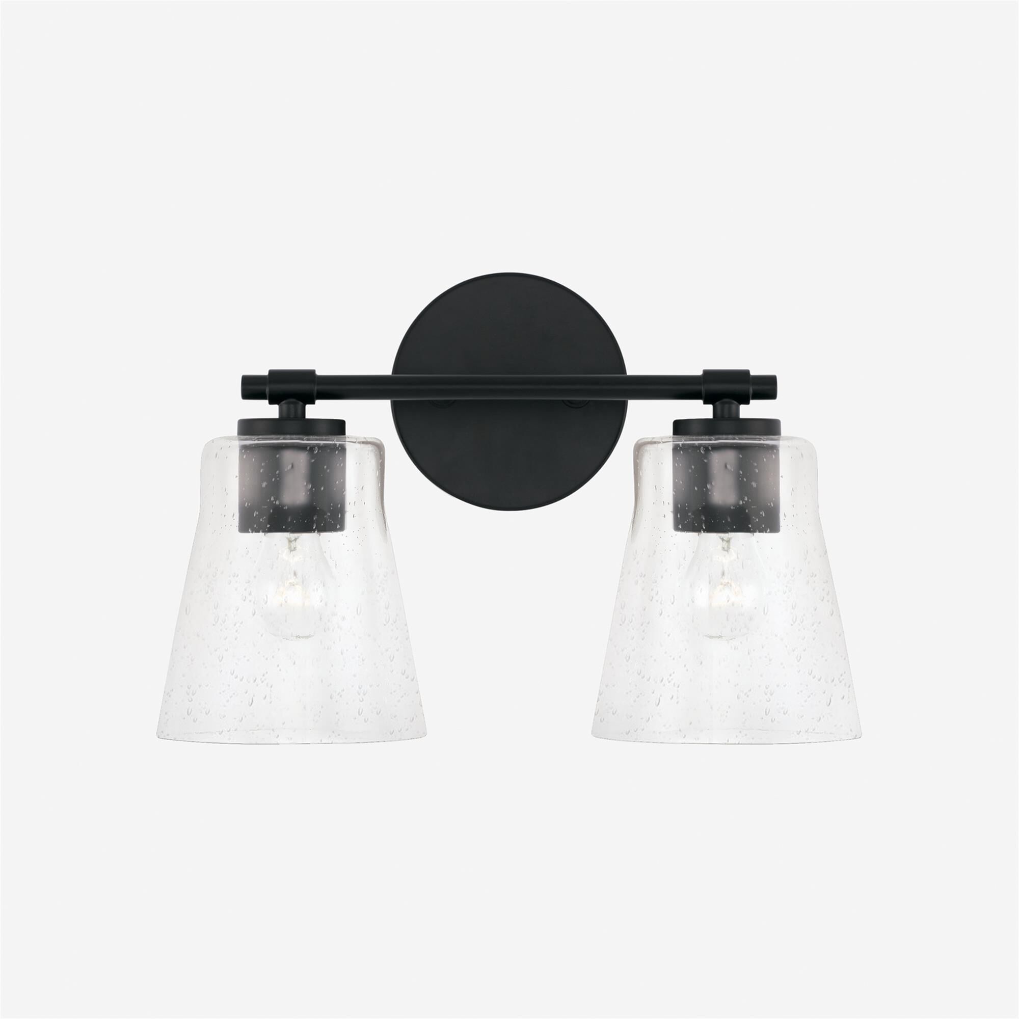 Shown in Matte Black finish and Clear Seeded glass