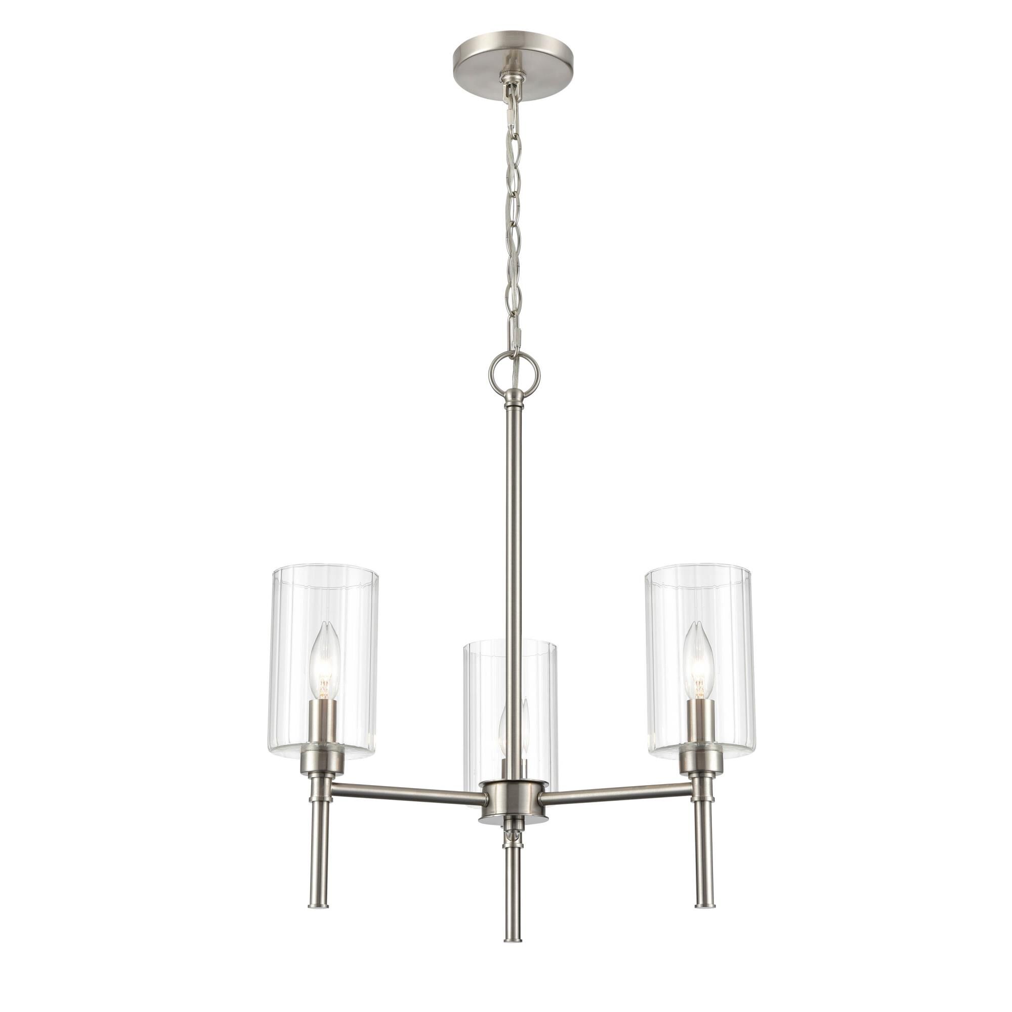 Shown in Brushed Nickel finish and Clear Beveled glass