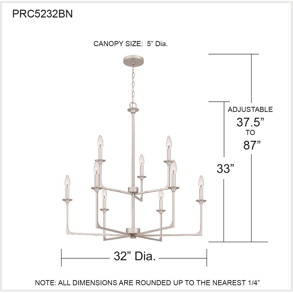 Prescott 32 Inch 9 Light Chandelier by Quoizel