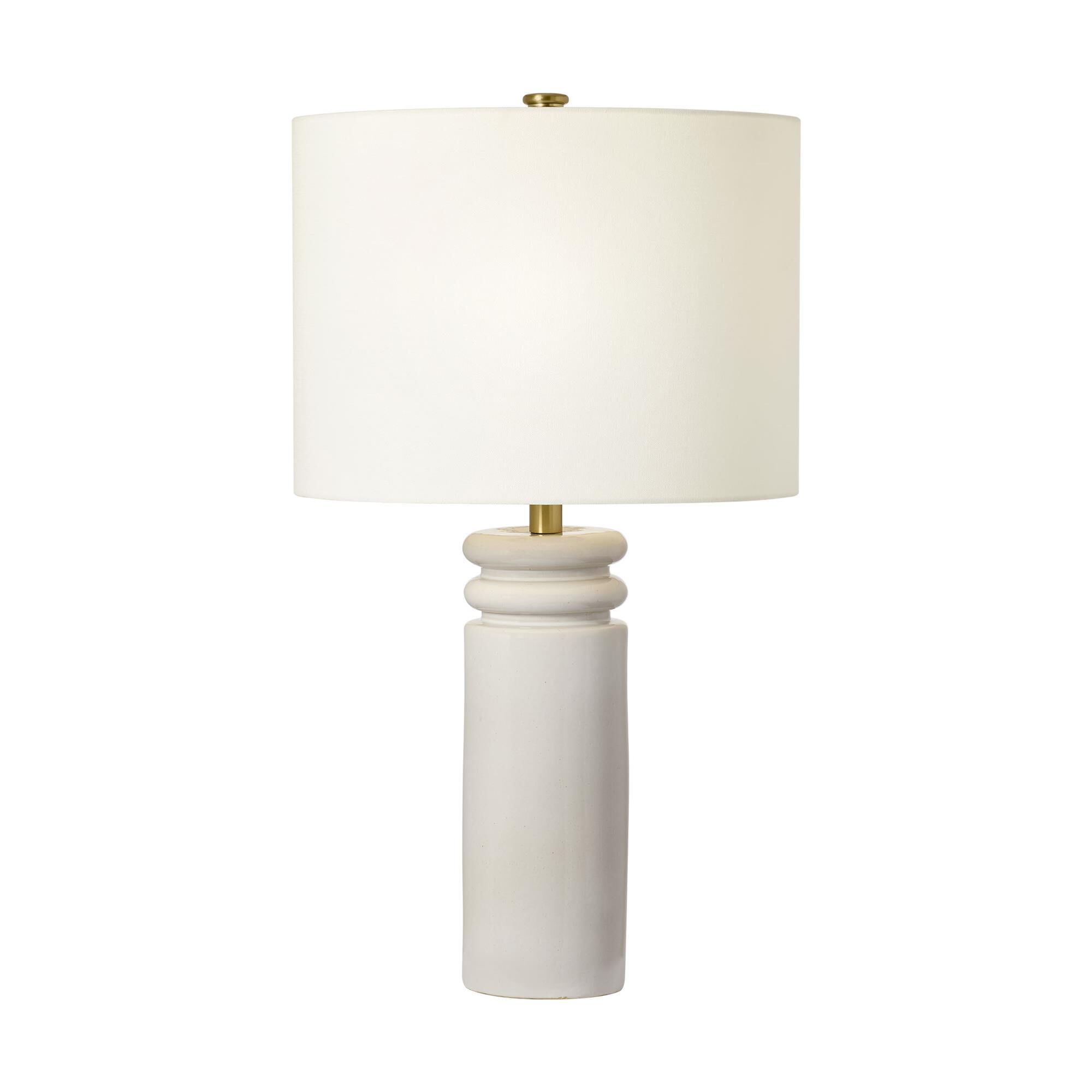 Shown in Glossy White finish and White Linen shade
