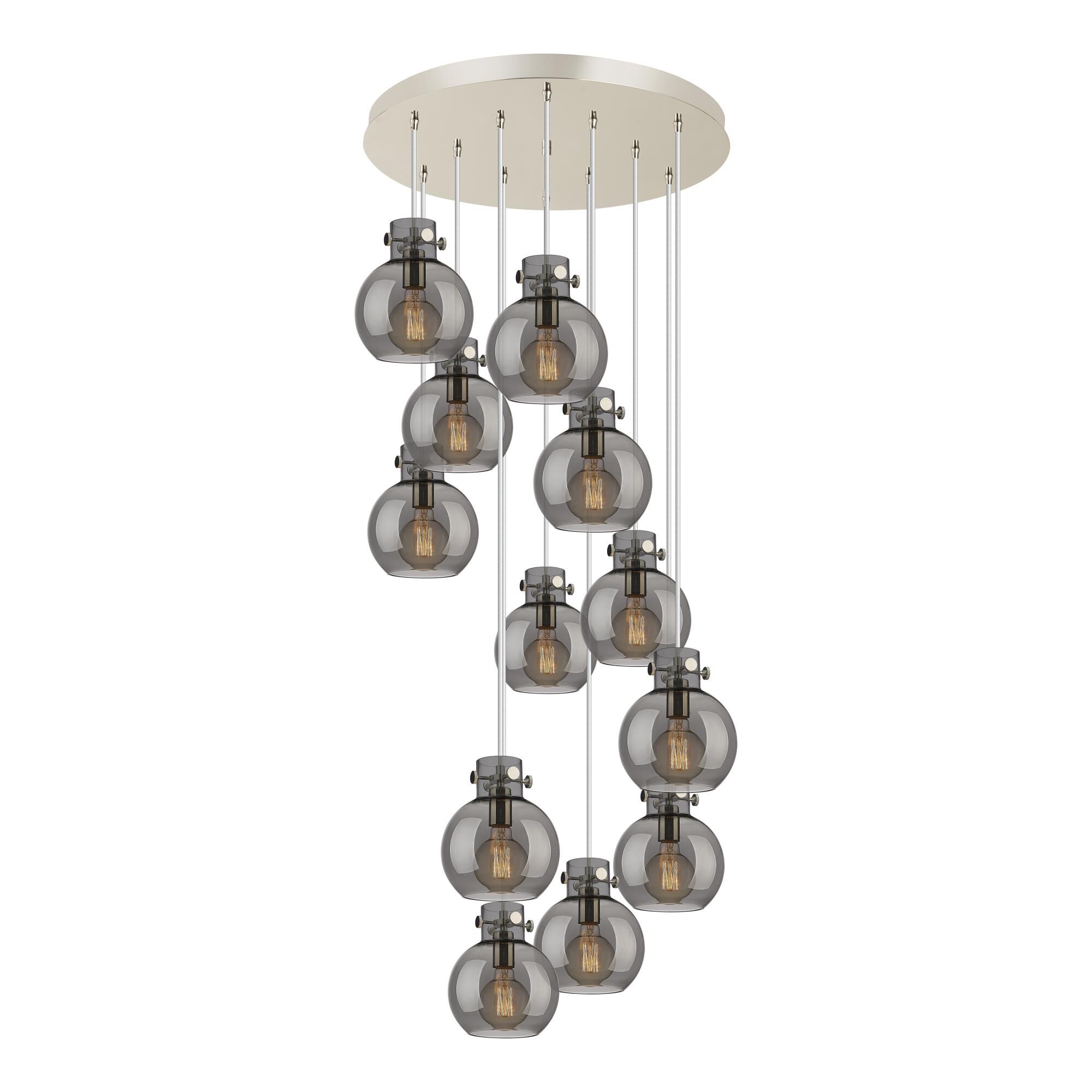 Shown in Polished Nickel finish and Light Smoke glass and Light Smoke Glass shade
