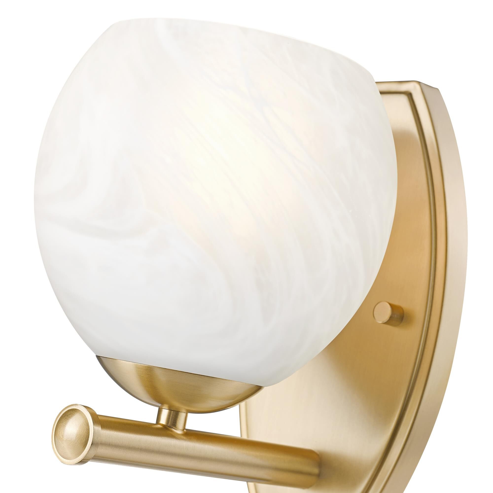 Shown in Modern Gold finish and Feathered White glass
