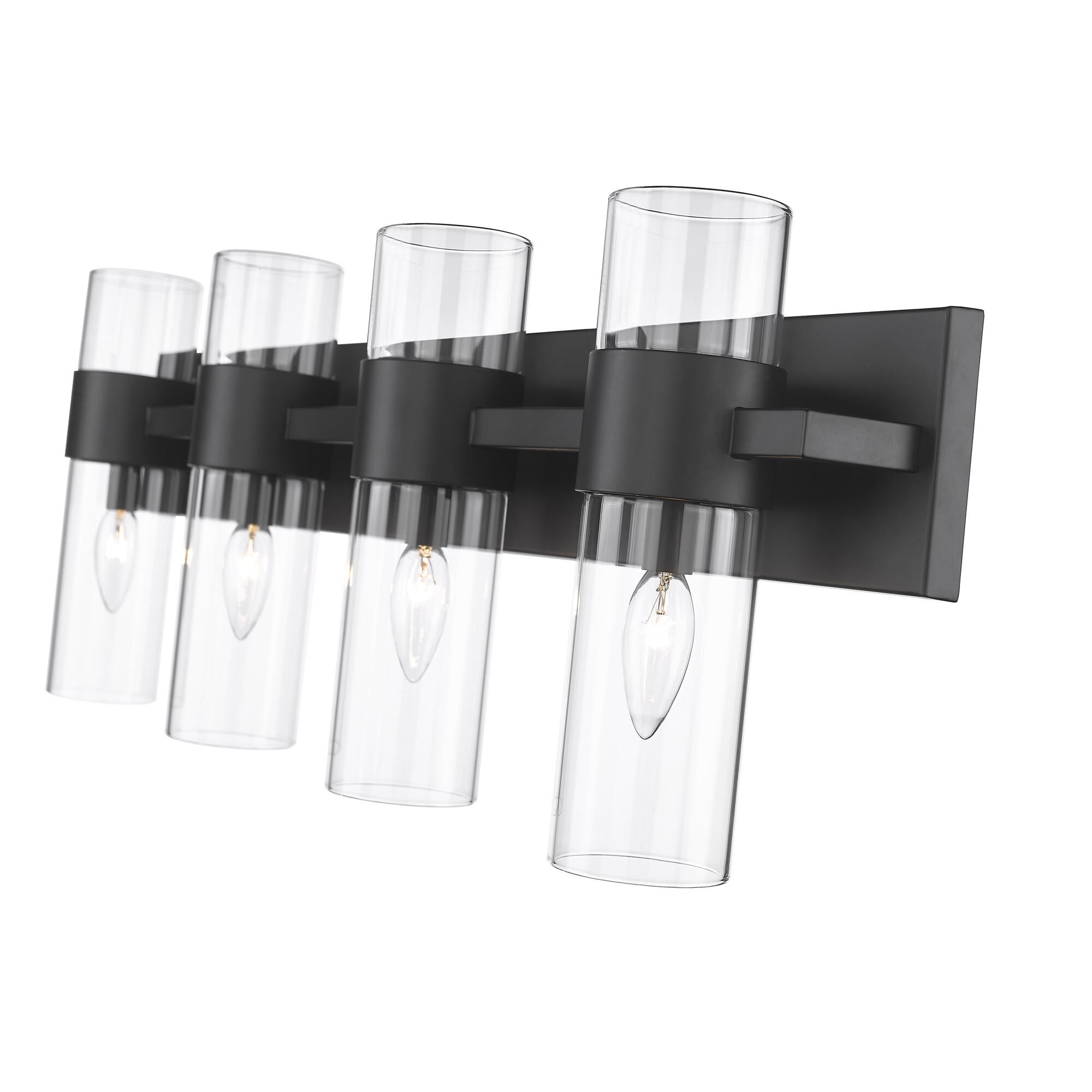 Shown in Matte Black finish and Clear glass