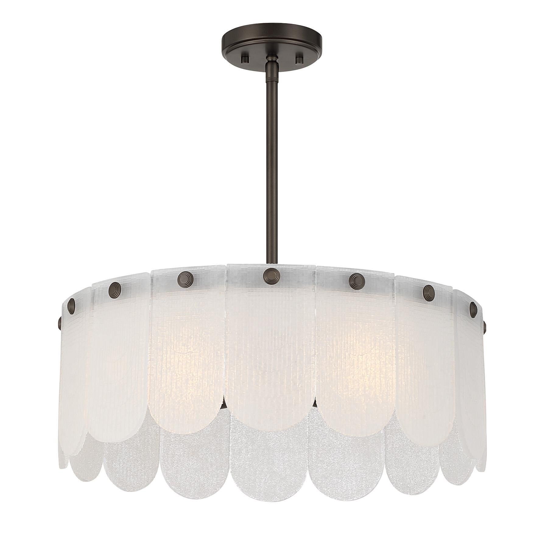 Shown in Mediterranean Bronze finish and Frosted Sugar glass