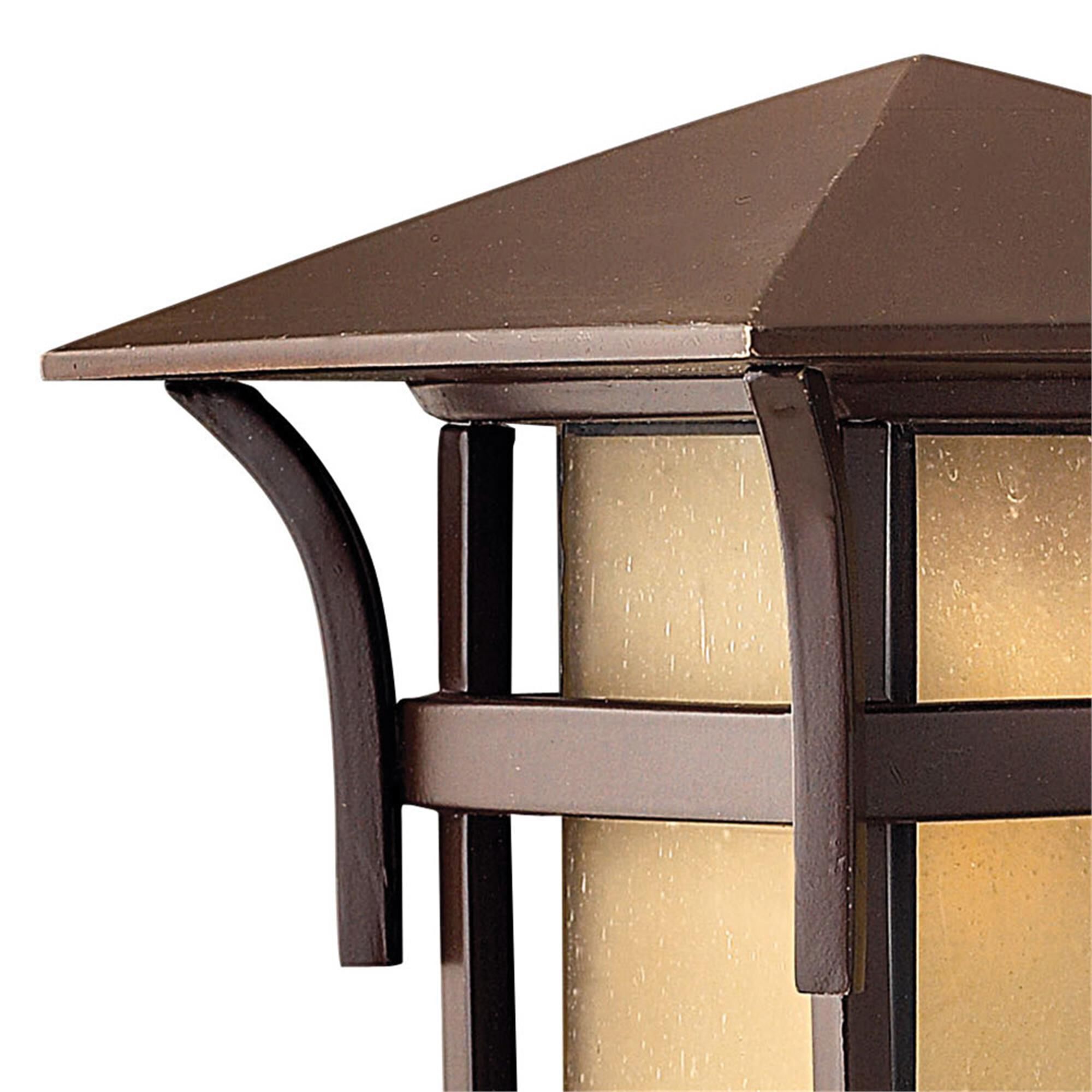 Shown in Anchor Bronze finish and Etched Amber Seedy Bound glass