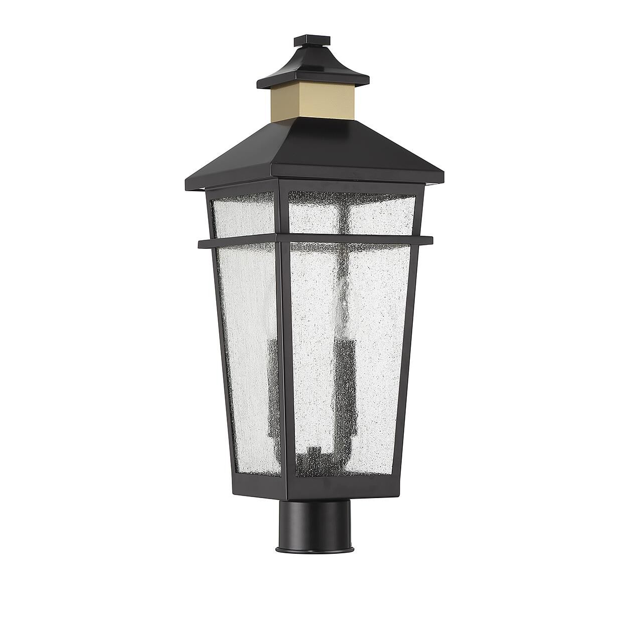 Shown in Matte Black with Warm Brass finish and Clear Seeded glass