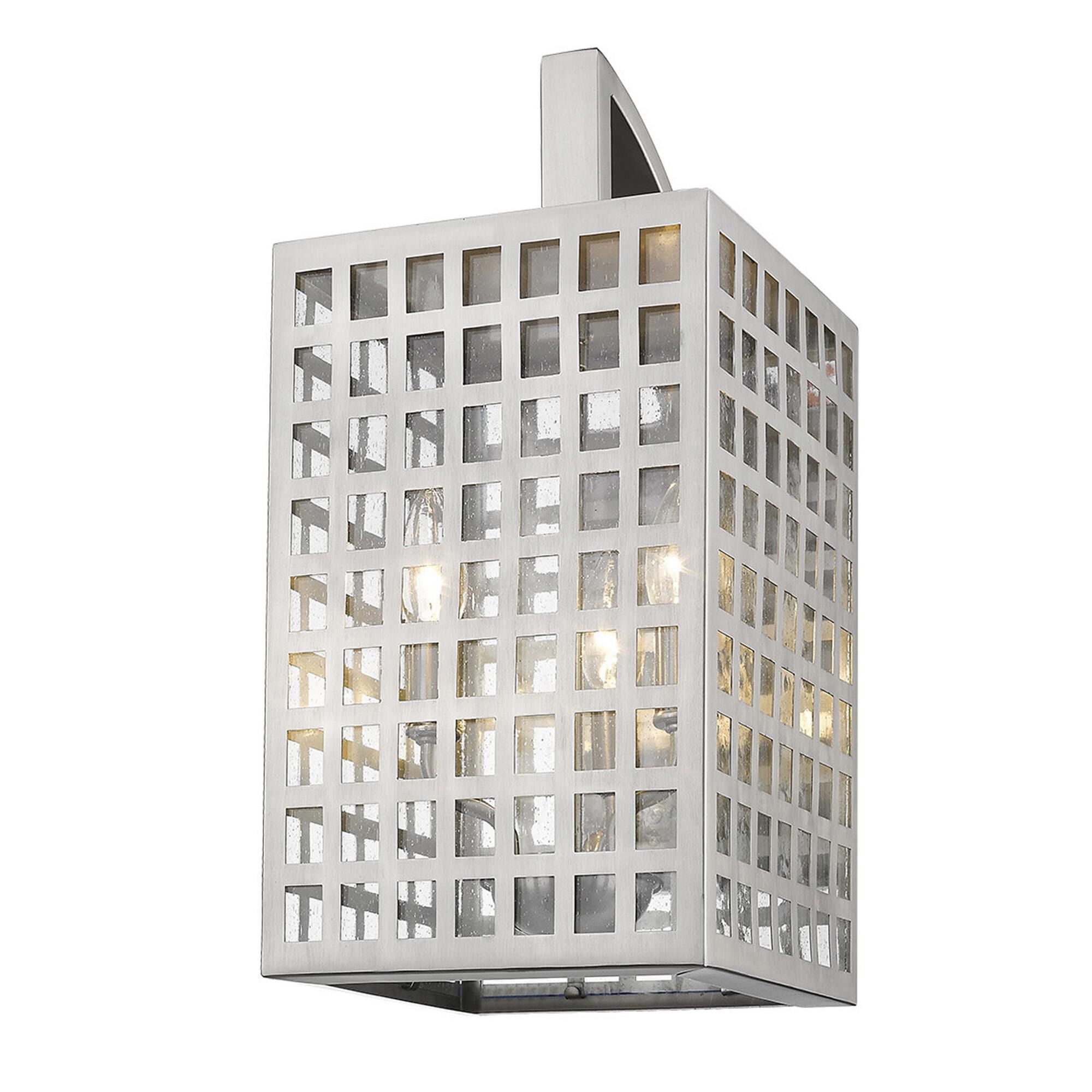 Shown in Satin Nickel finish and Clear glass and Clear, Seedy Glass Panes shade