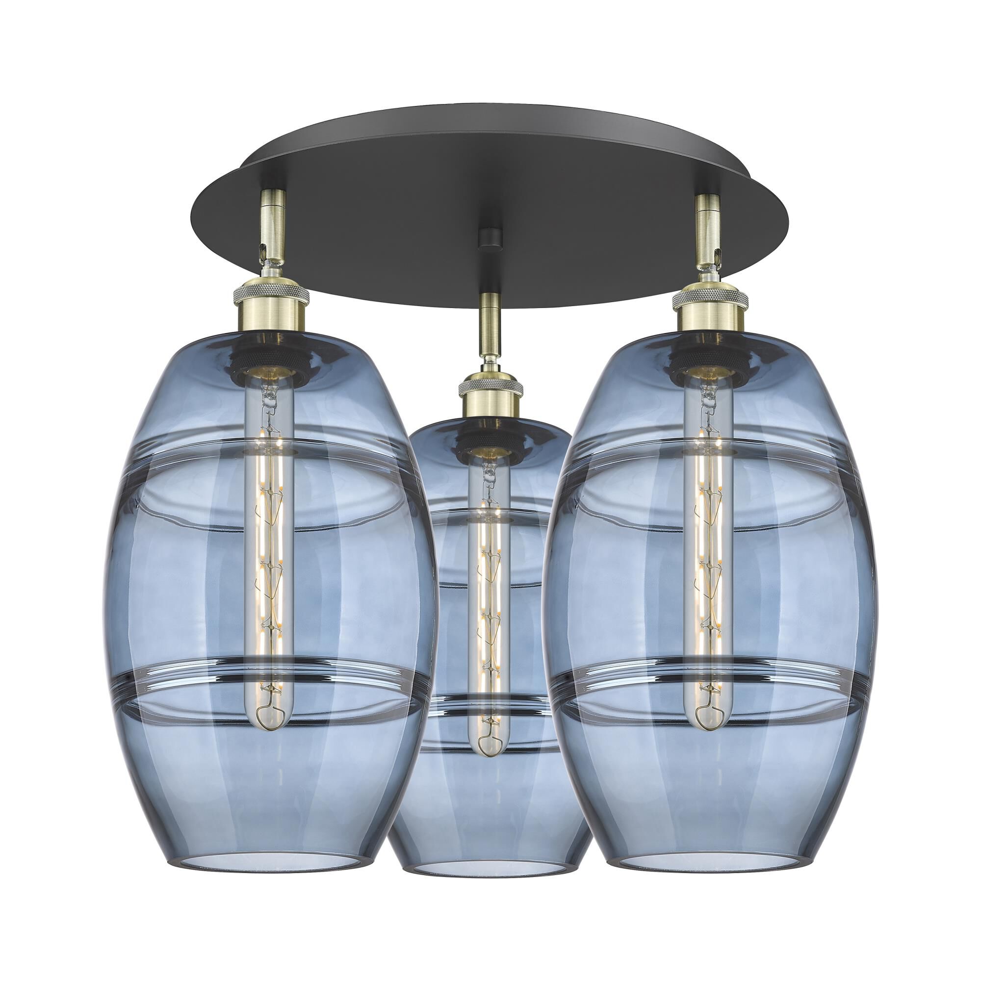 Shown in Black Antique Brass finish and Princess Blue glass