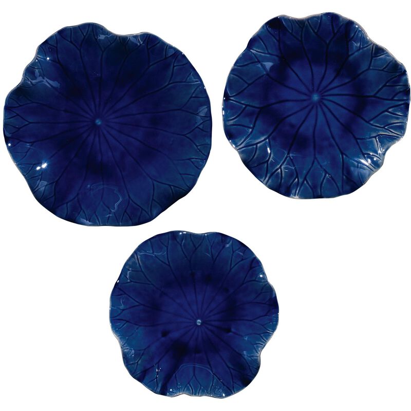 Uttermost Abella Blue Ceramic Wall Decor, S/3 Alternative Wall Art by Uttermost