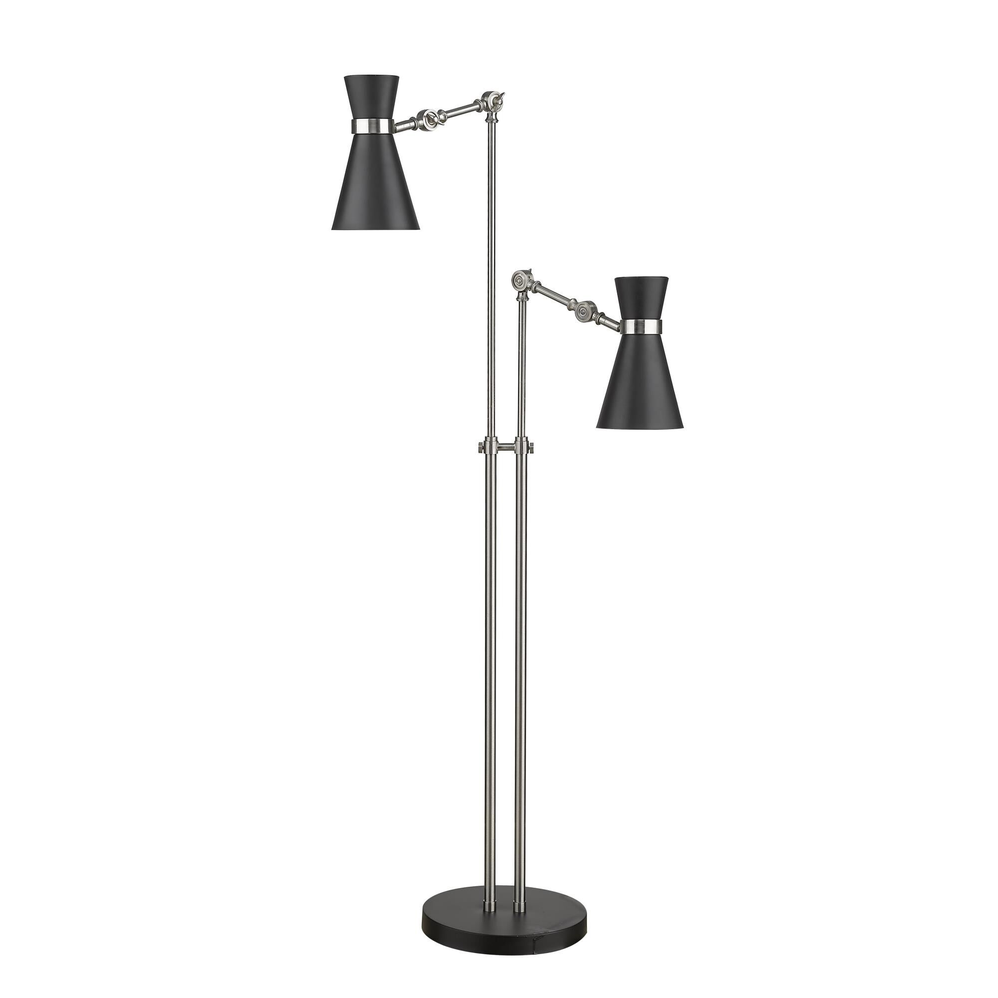 Shown in Matte Black + Brushed Nickel finish and Metal glass and Metal shade