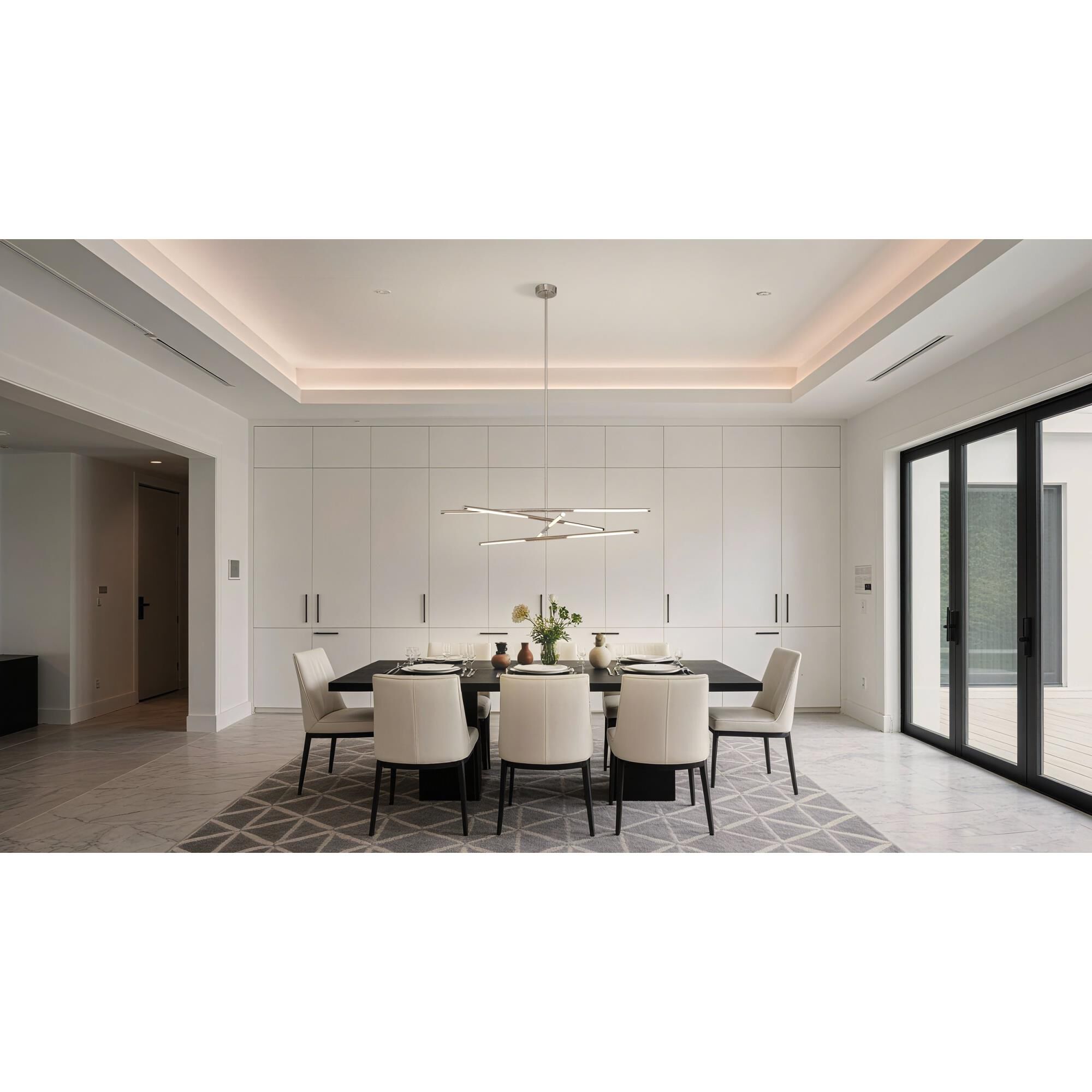 Shown in Polished Nickel finish and White glass