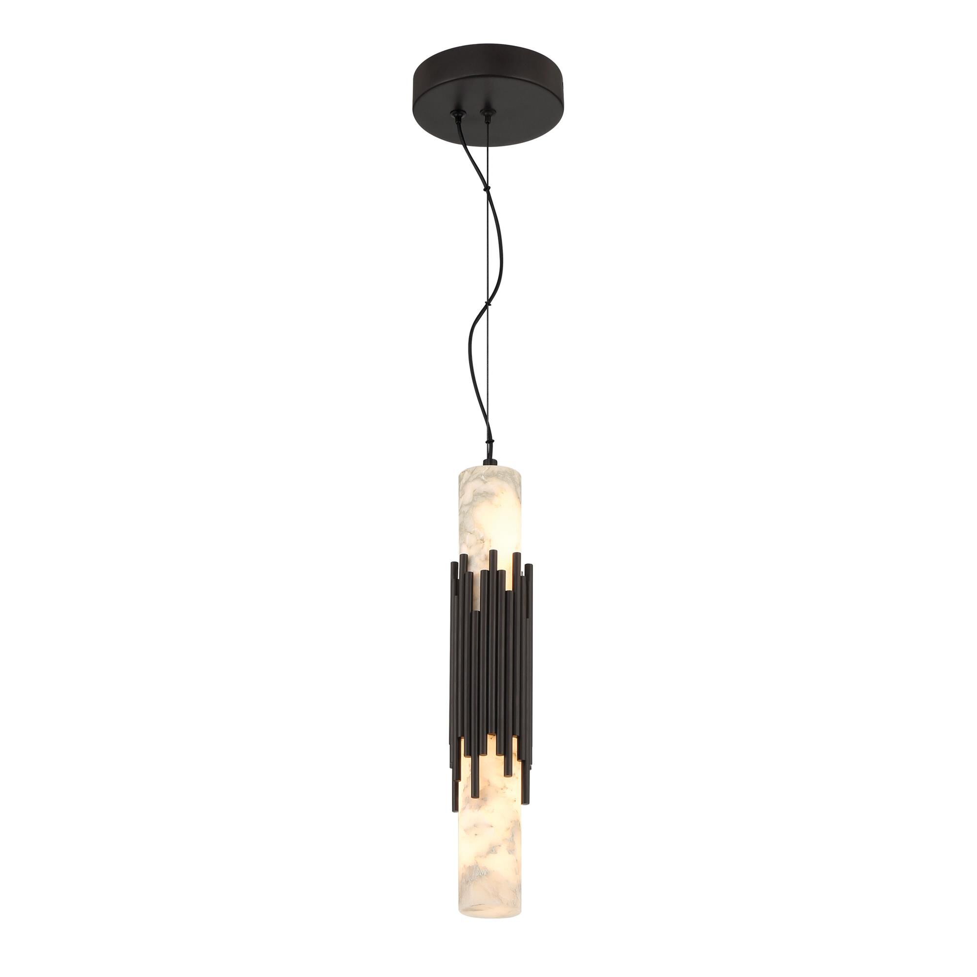 Shown in Urban Bronze finish and Alabaster glass