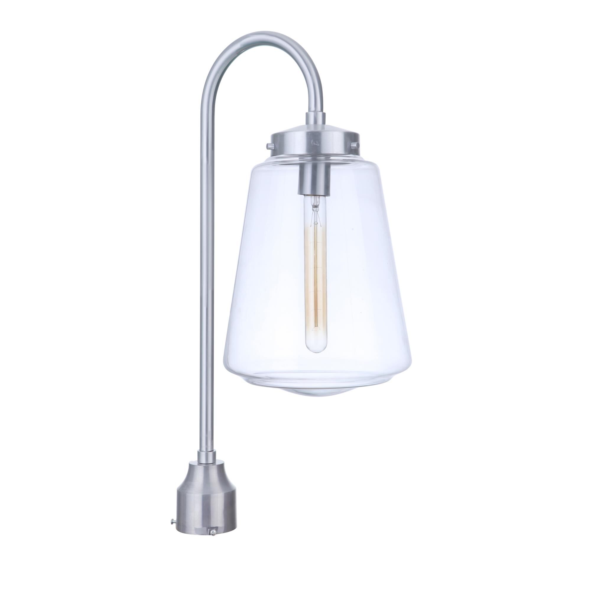 Shown in Satin Aluminum finish and Clear glass and Glass shade