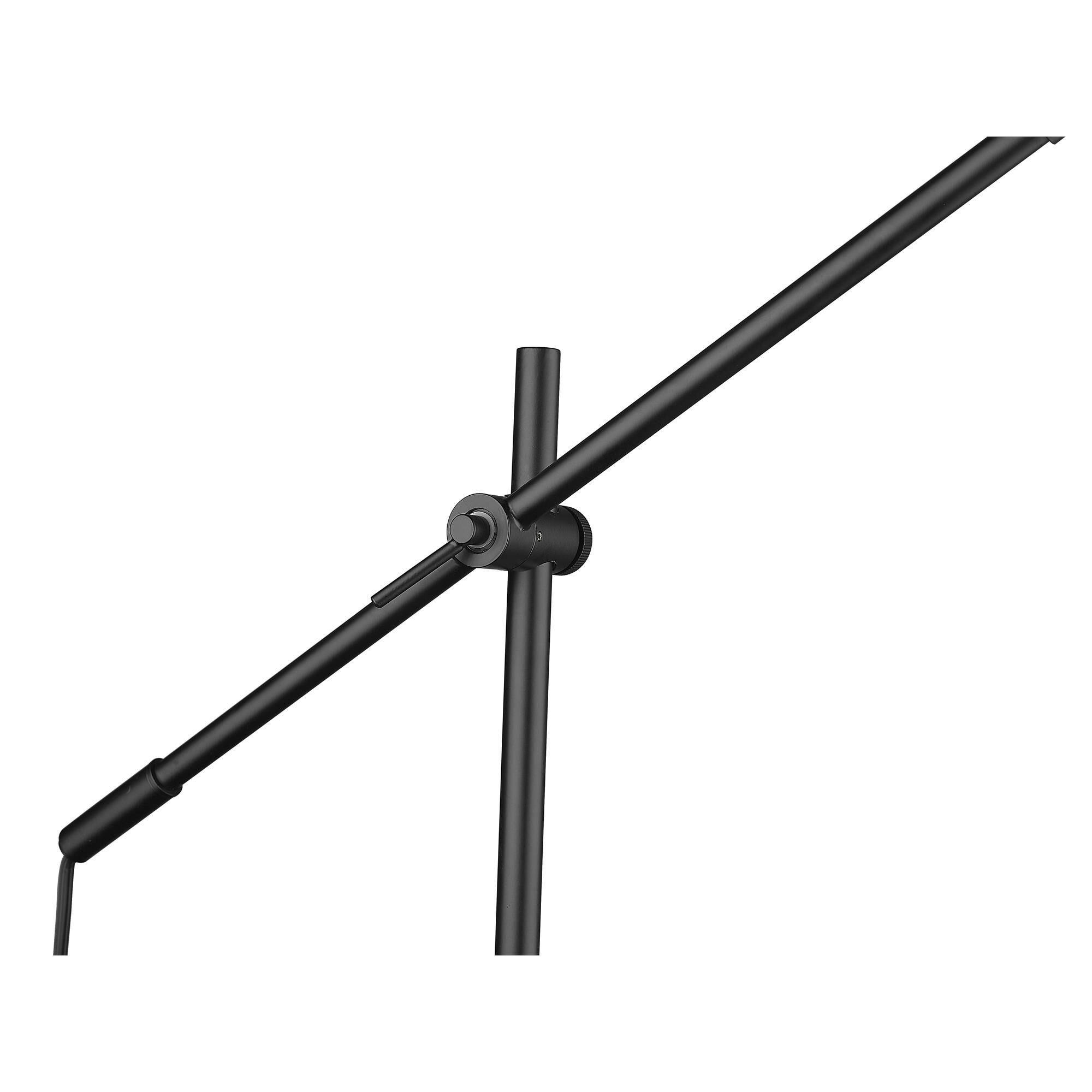 Shown in Matte Black finish and Aluminum glass and Aluminum shade