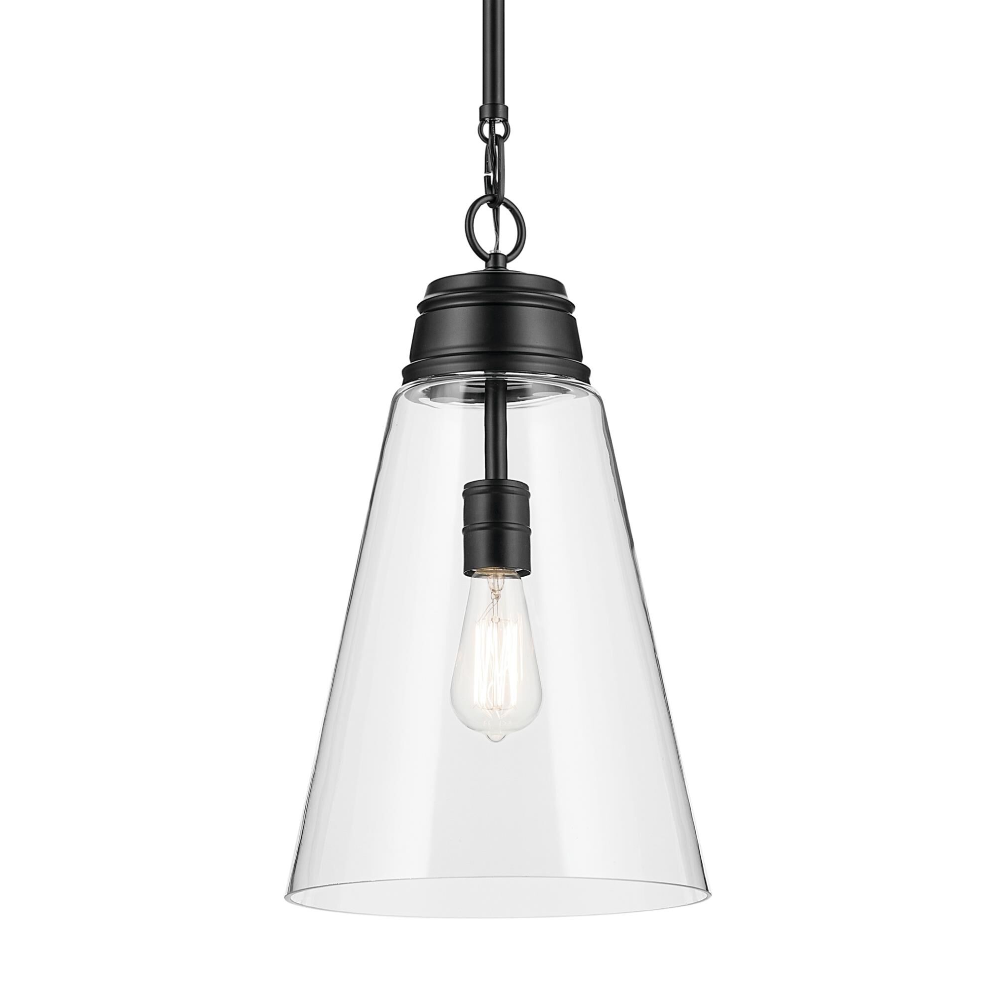 Shown in Black finish and Clear glass