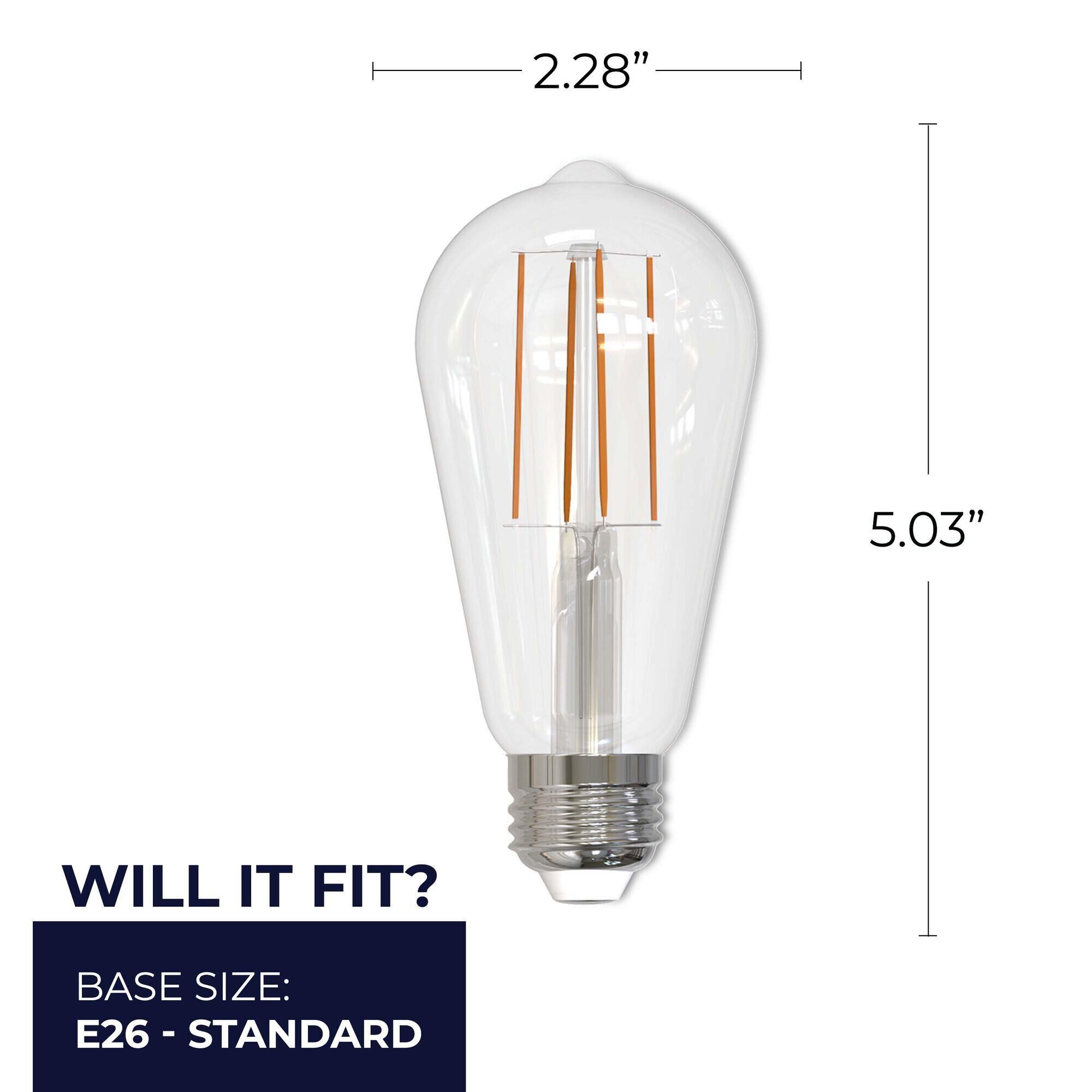 Medium Base E26 ST18 3000K LED Light Bulb,