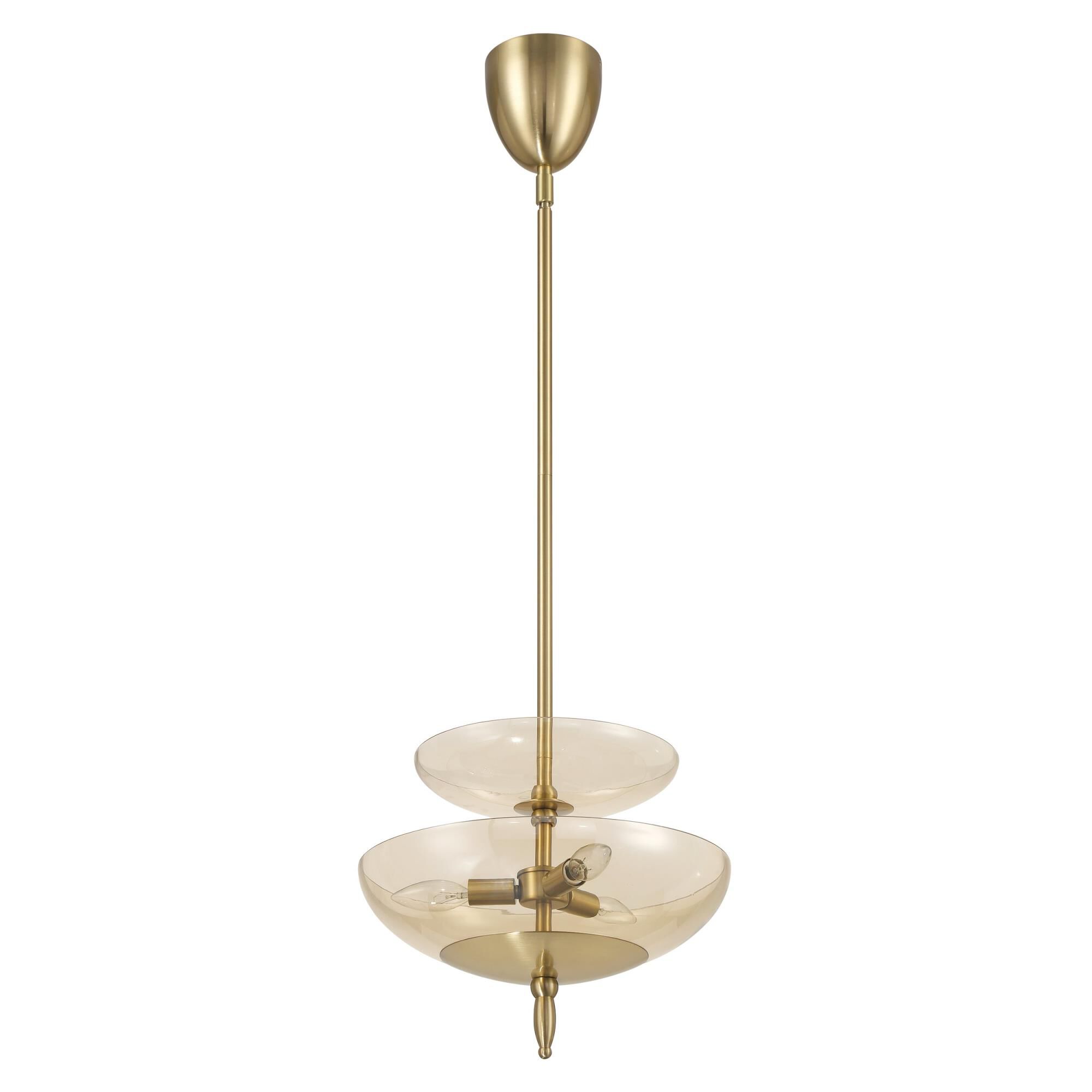 Shown in Brushed Gold finish and Smoked Amber glass