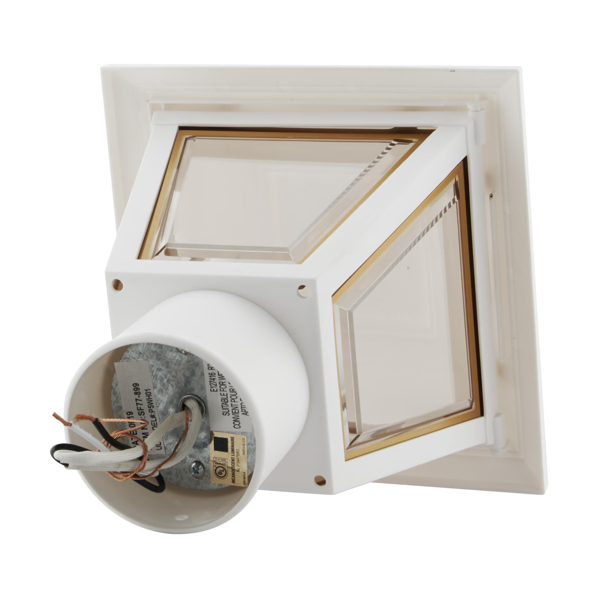 Shown in White finish and Clear glass