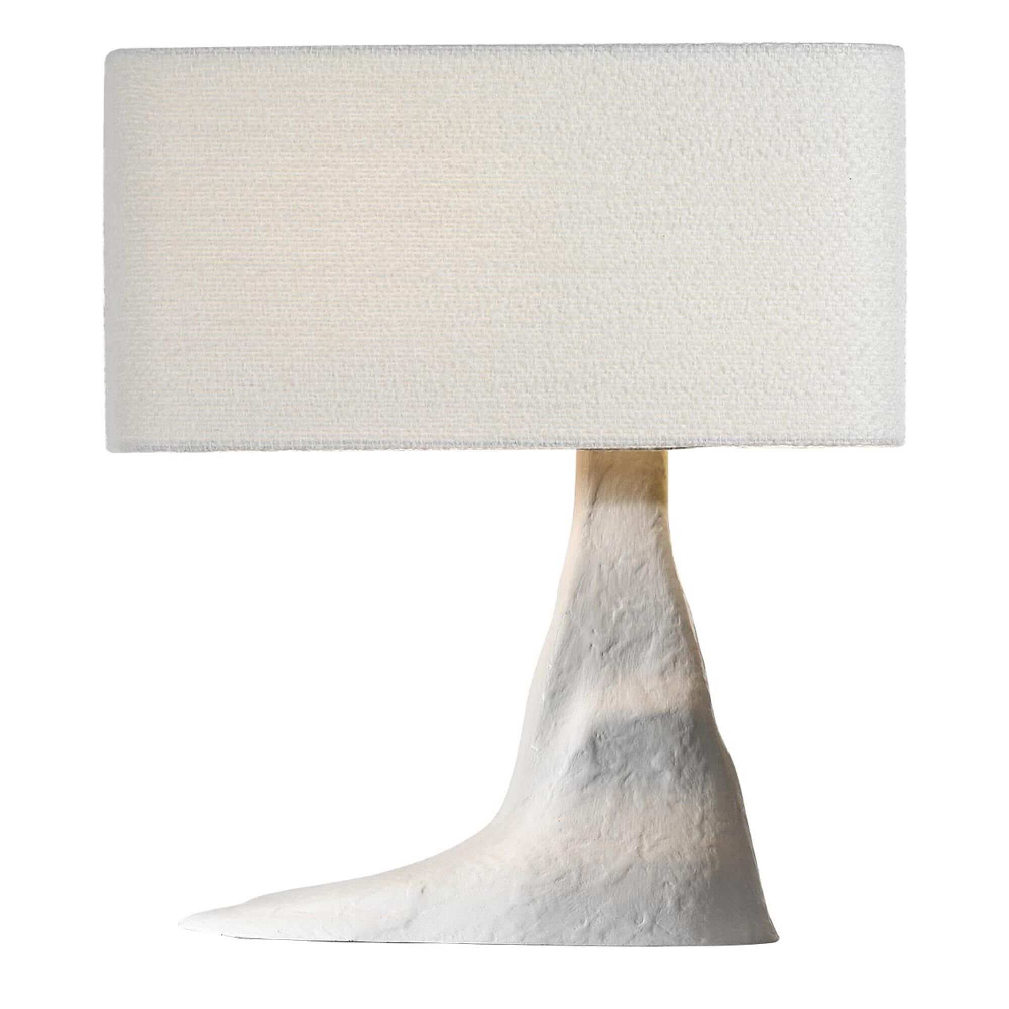 Shown in Plaster White finish and Boucle Rectangle shade