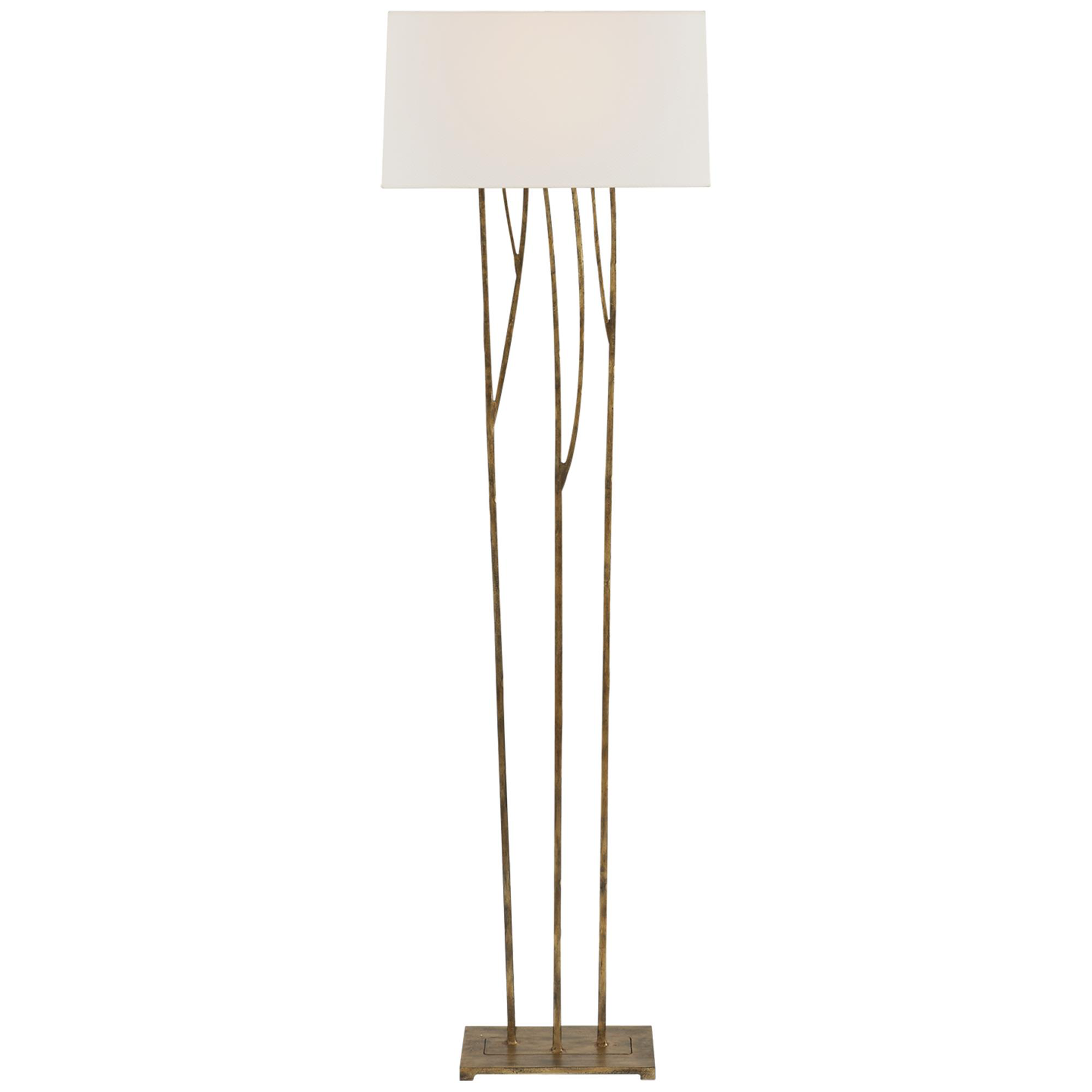 Shown in Gilded Iron finish and Linen Rectangle shade
