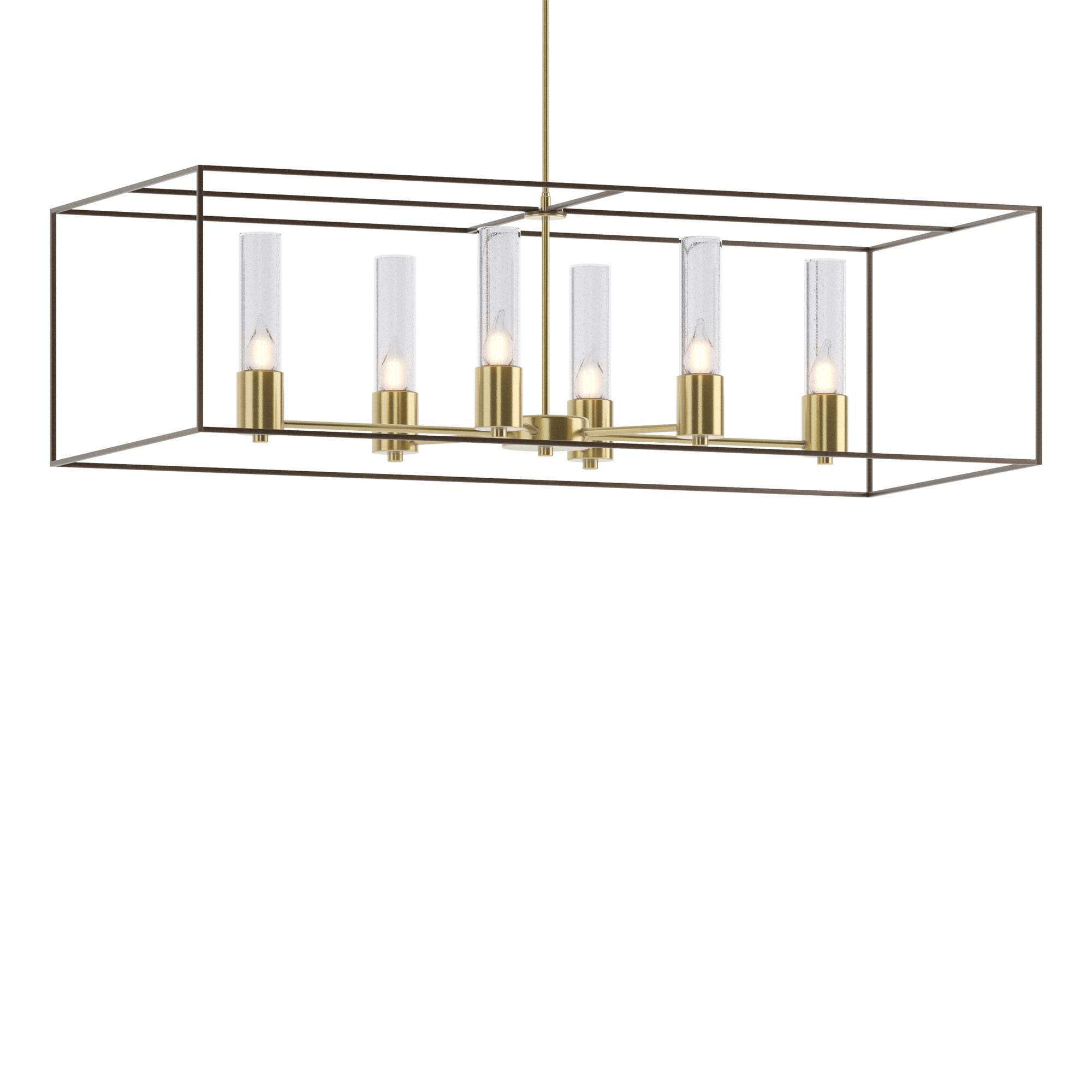 Shown in Modern Brass finish and Clear glass and Bronze accent