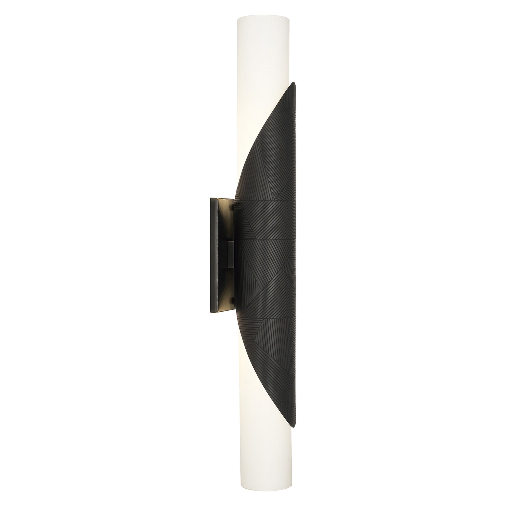 Shown in Deep Patina Bronze finish and Frosted Cased White glass