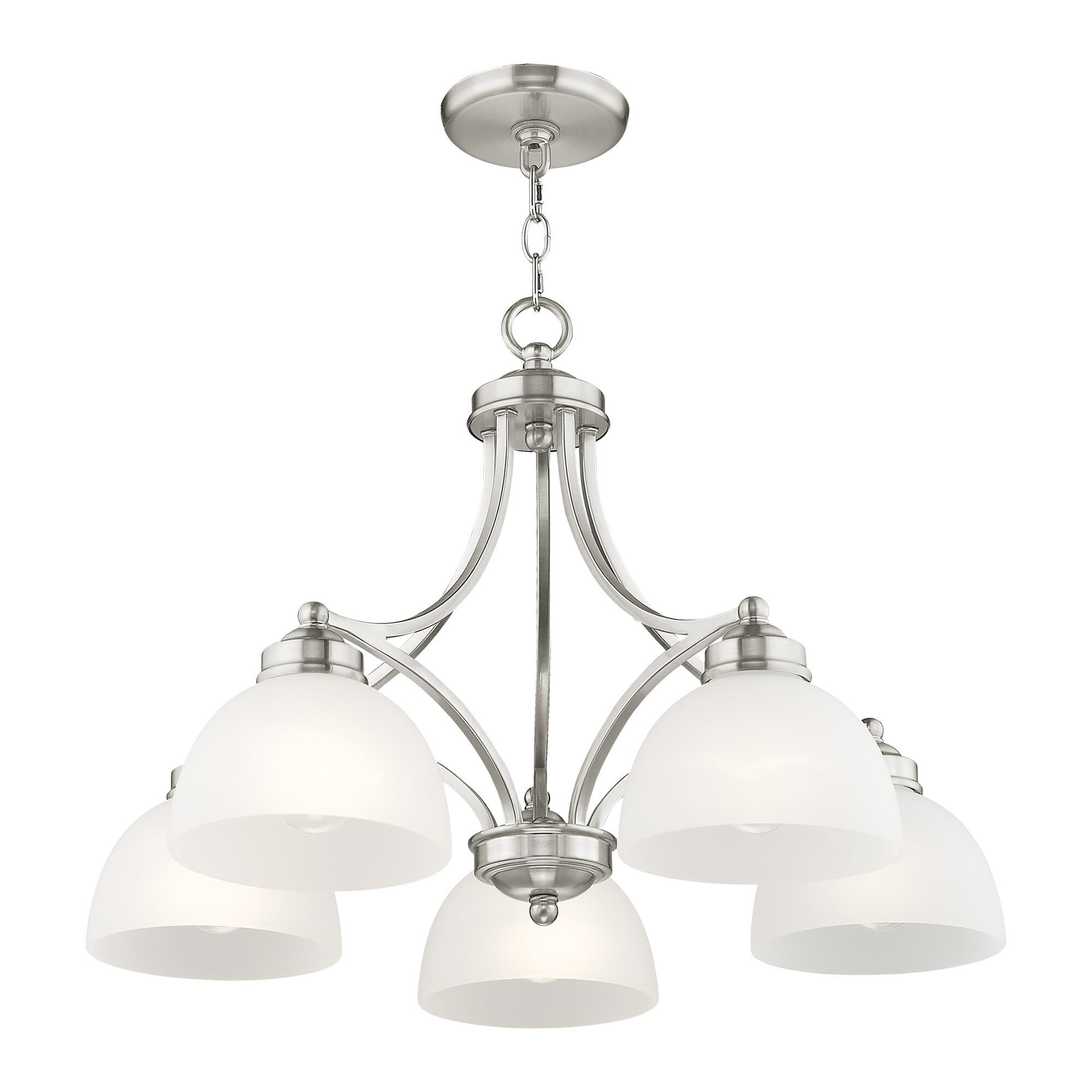 Shown in Brushed Nickel finish and Satin glass