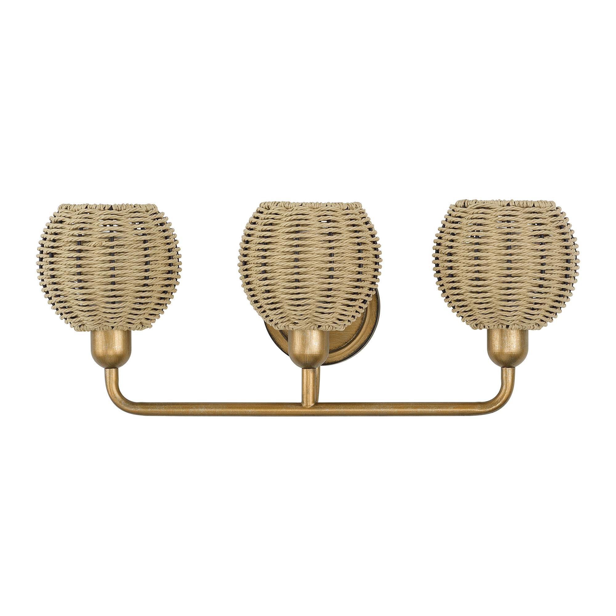 Shown in Antique Gold Leaf finish and Hand-Woven French Beige Paper Rope shade