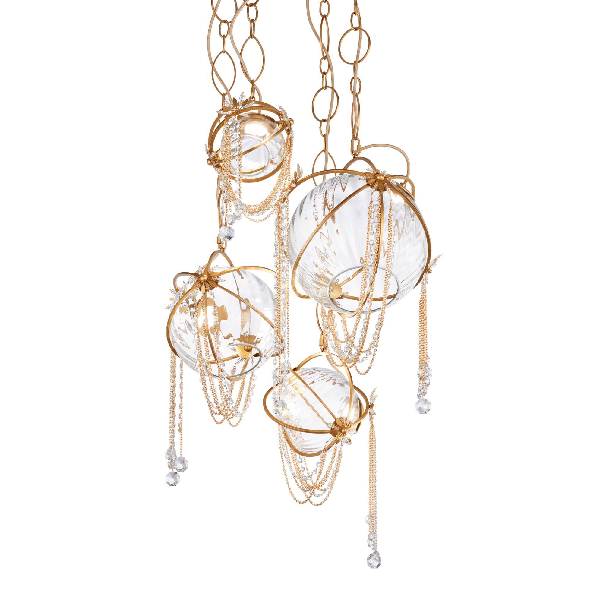 Shown in Heirloom Gold finish and Radiance crystal and Crystal glass