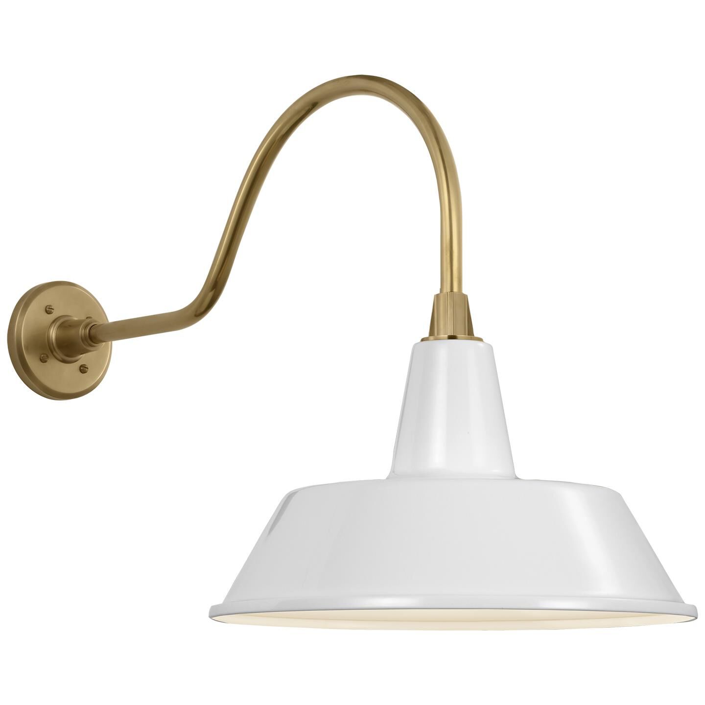 Shown in Hand-Rubbed Antique Brass finish and White Bowers shade