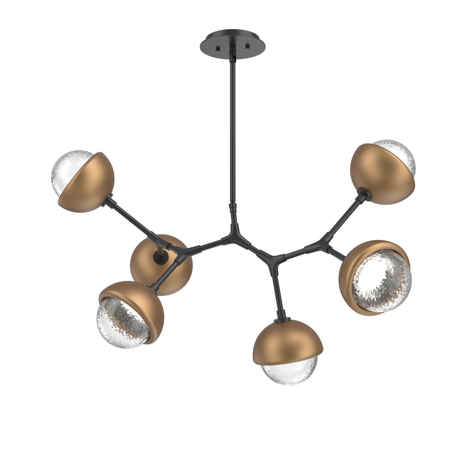 Shown in Matte Black finish and Clear glass and Novel Brass accent