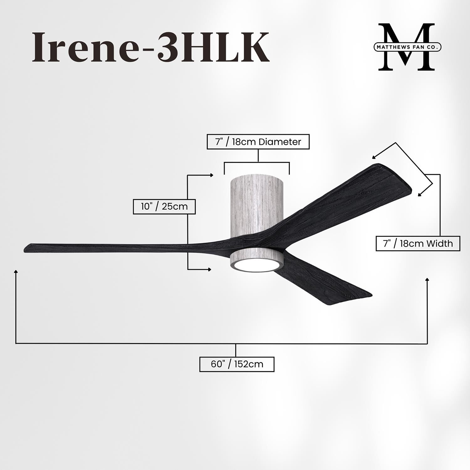 Irene 60 Inch Flush Mount Fan with Light Kit by Matthews Fan Company