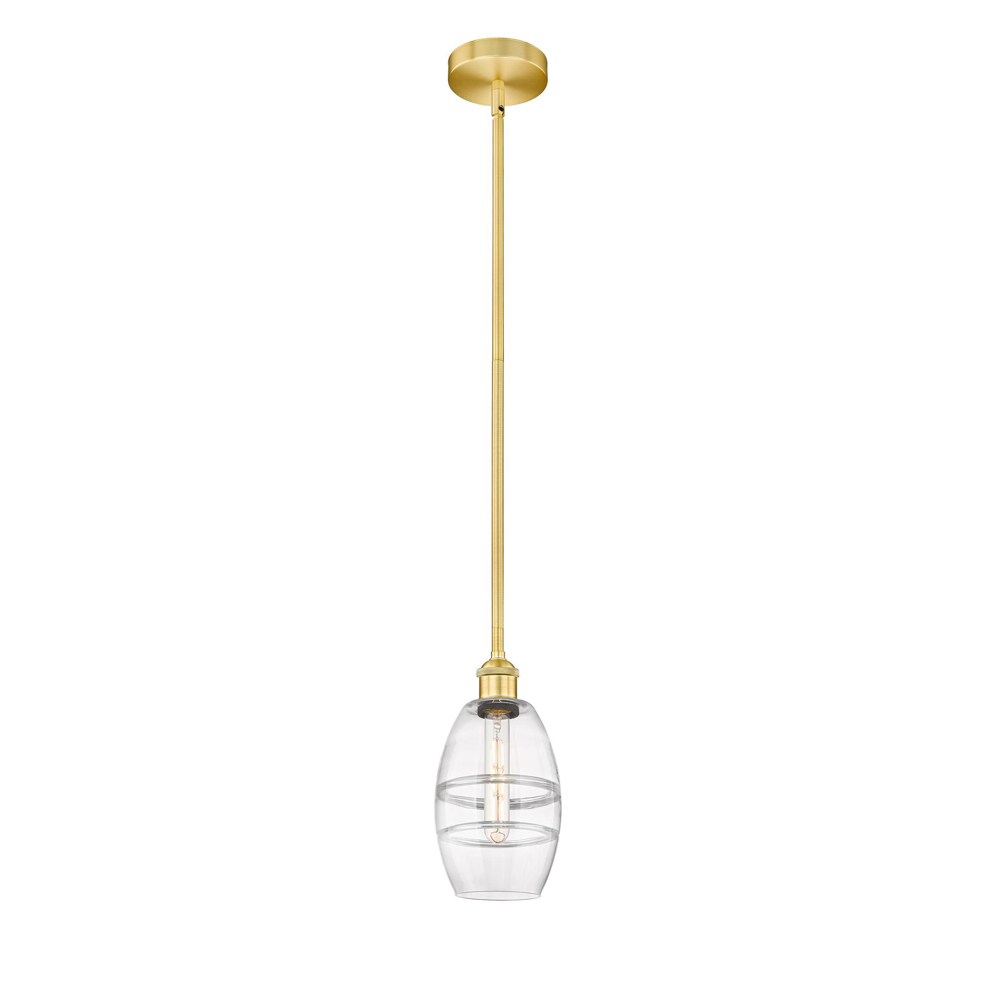 Shown in Satin Gold finish and Clear glass