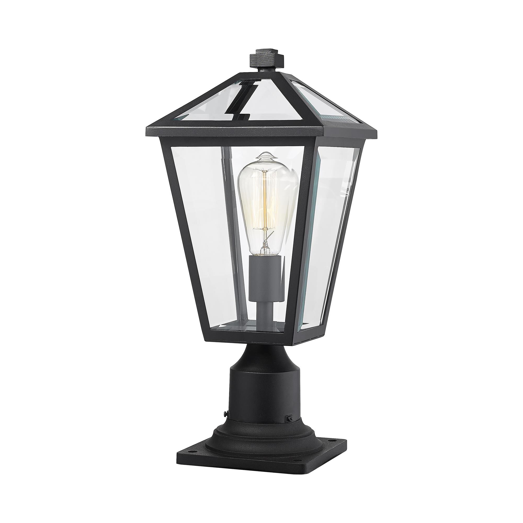 Shown in Black finish and Glass shade