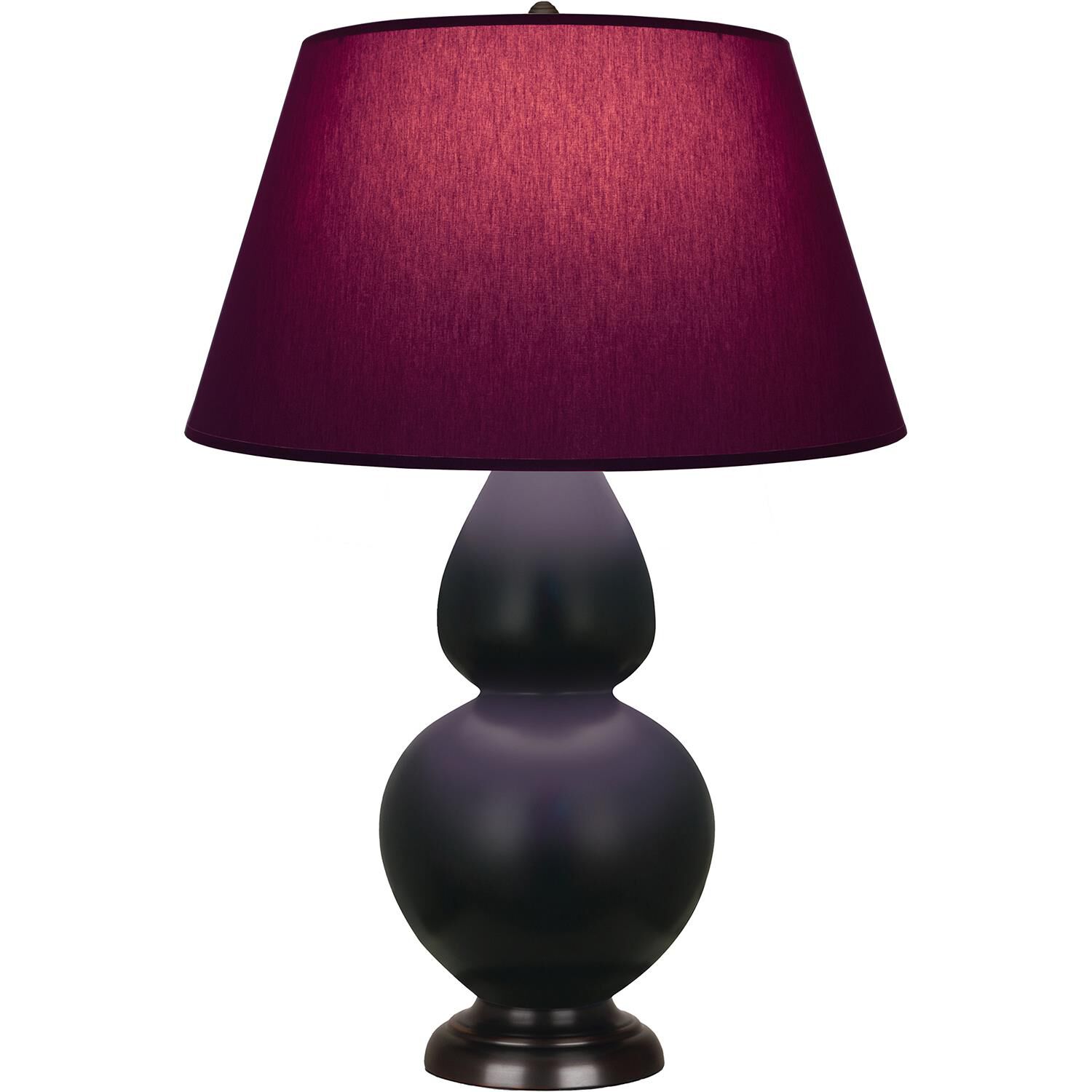 Shown in Matte Obsidian finish and Plum and Lavender shade and Deep Patina Bronze accent