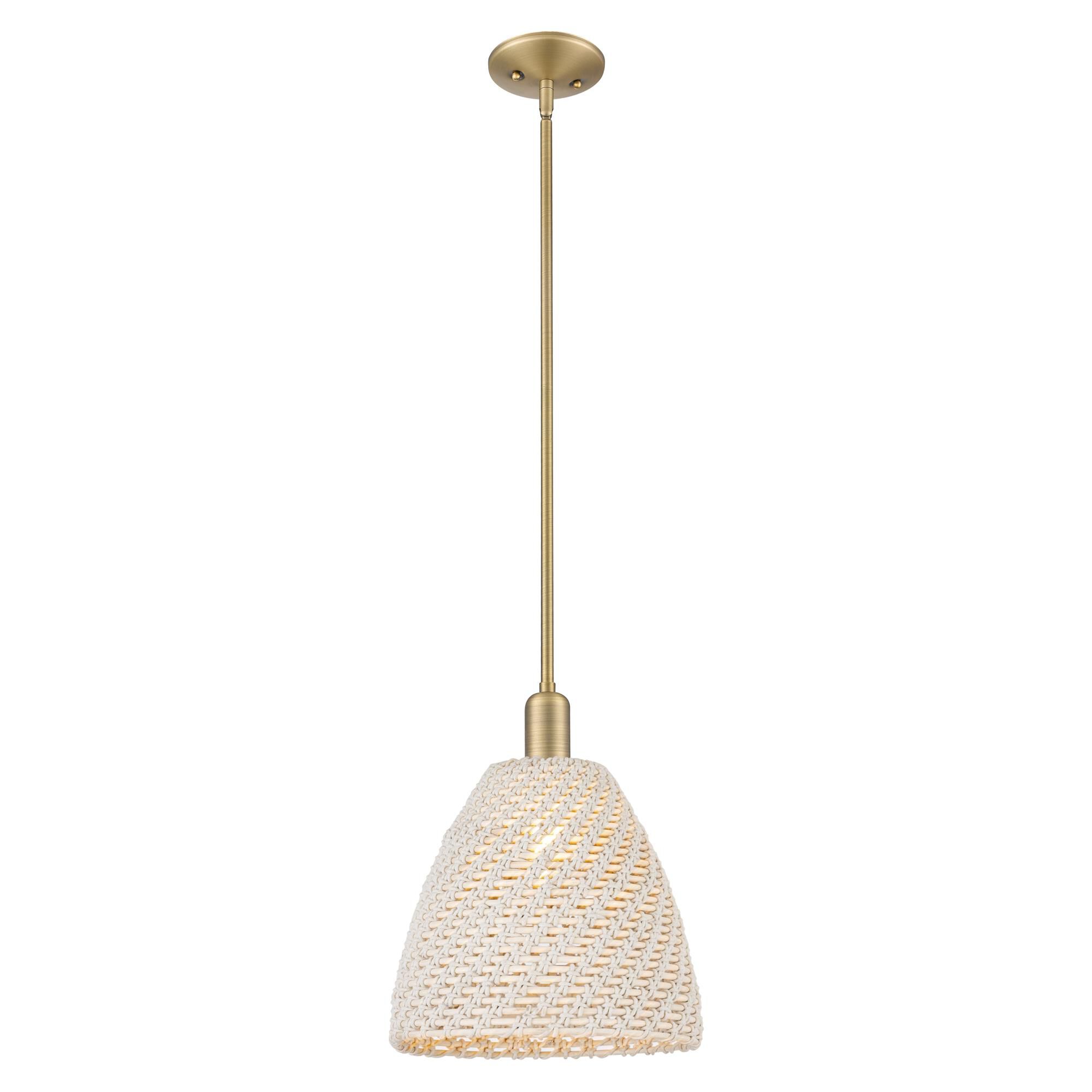 Shown in Brushed Brass finish and Natural shade