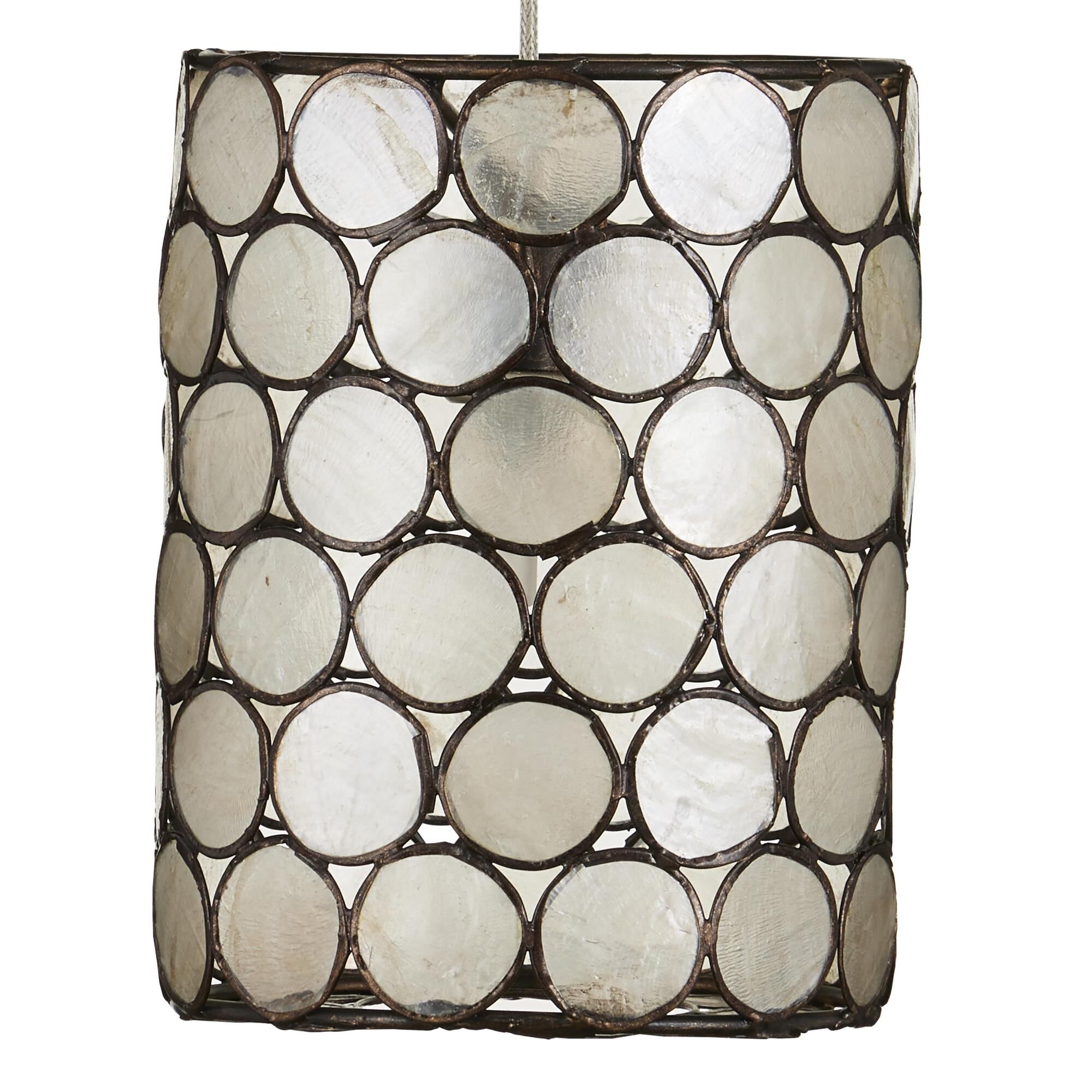 Shown in Cupertino/Silver finish and Cupertino/Iron/Capiz Shell shade