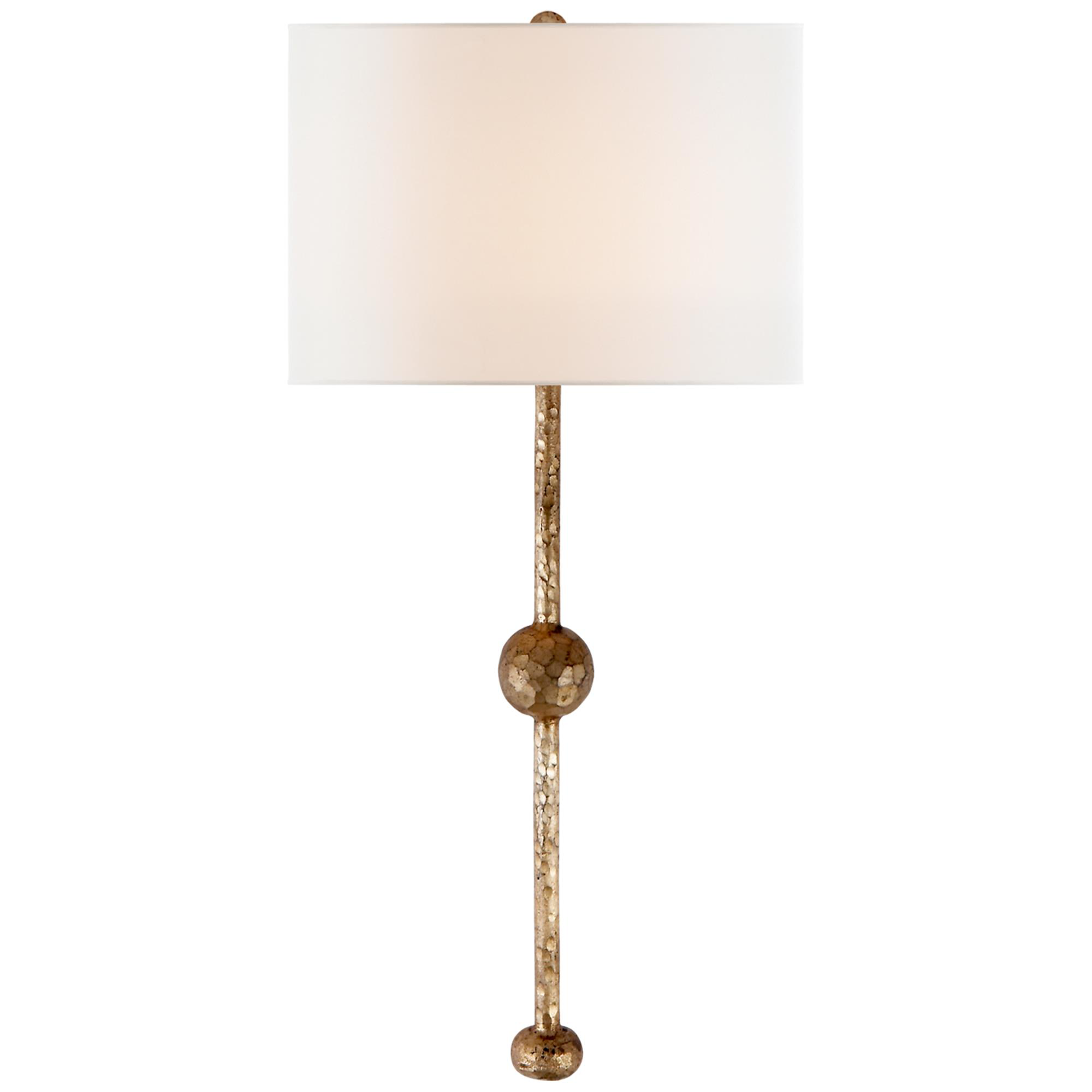 Shown in Gilded Iron finish and Linen Shield shade