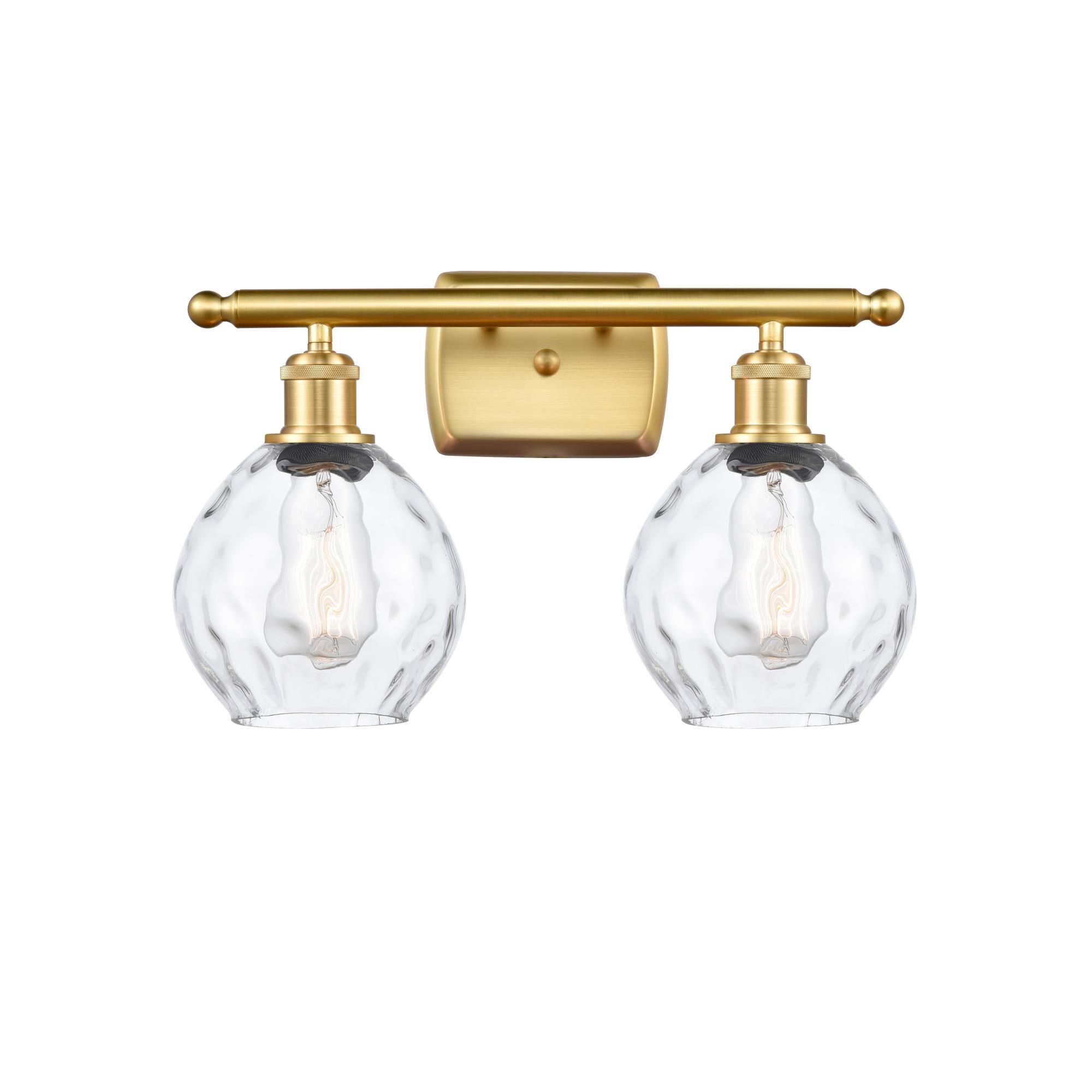 Shown in Satin Gold finish and Clear Small Waverly glass